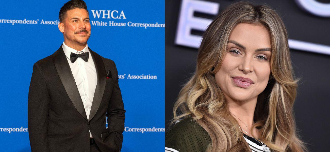 Side by side of Jax Taylor and Lala Kent posing on the red carpet.