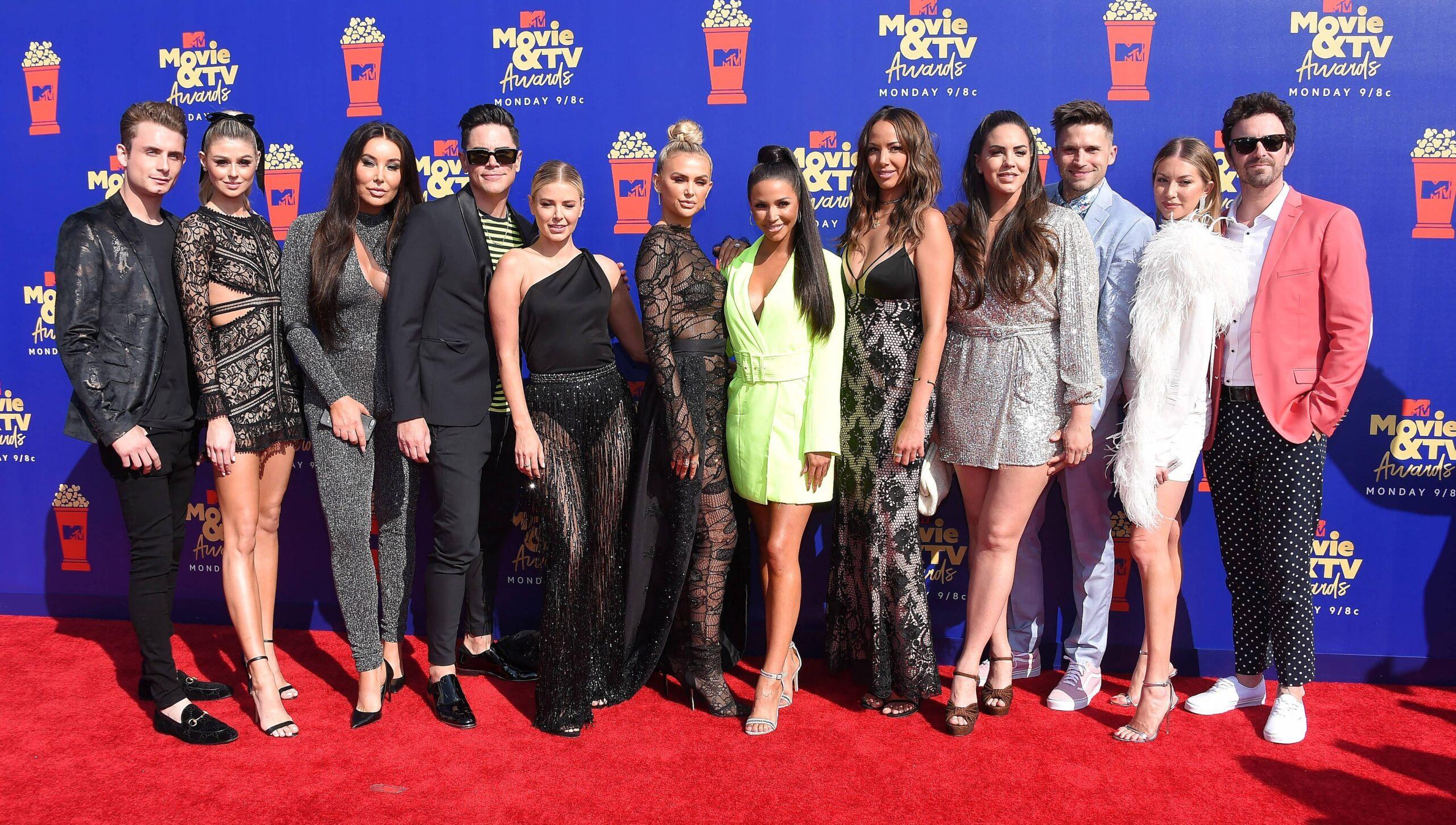 The cast of 'Vanderpump Rules' posing together on the red carpet. 