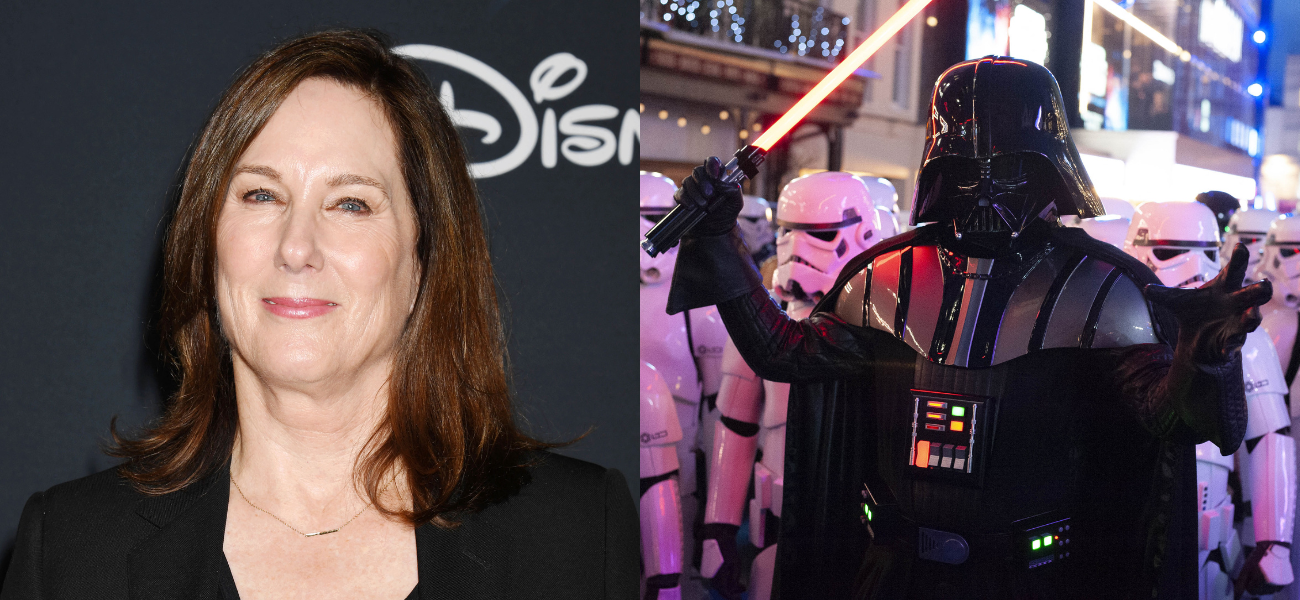 Kathleen Kennedy and Darth Vader from Star Wars