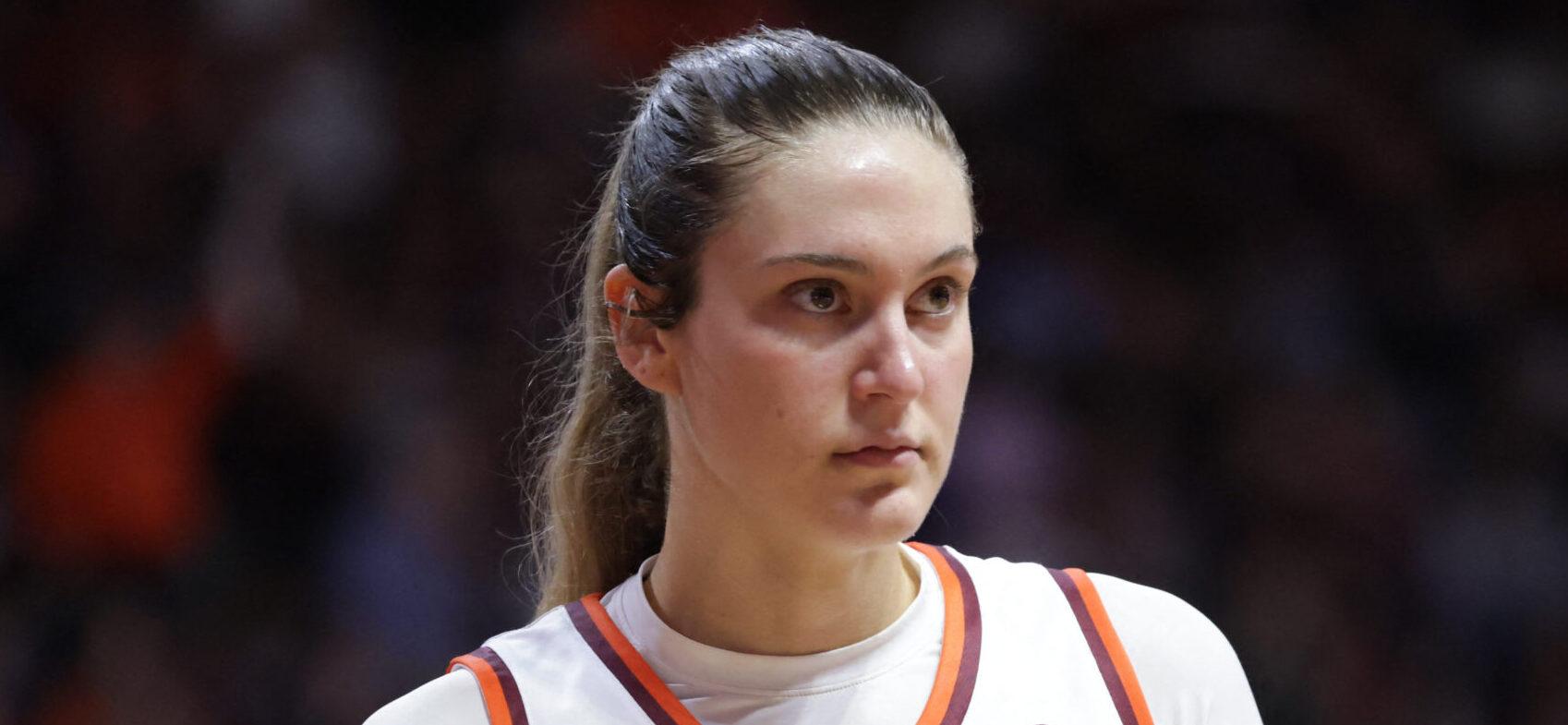 February 25, 2024: Virginia Tech Hokies center Elizabeth Kitley (33) looks on during the NCAA Women's Basketball game between the North Carolina Tar Heels and the Virginia Tech Hokies at Cassell Coliseum in Blacksburg, Virginia. Greg Atkins/CSM (Credit Image: © Greg Atkins/Cal Sport Media) Newscom/(Mega Agency TagID: csmphotothree236044.jpg) [Photo via Mega Agency]