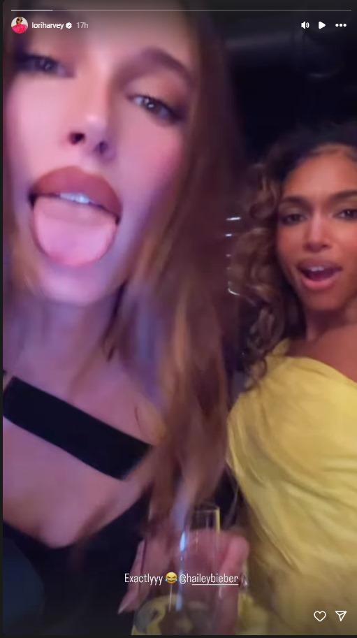 Lori Harvey and Hailey Bieber partying