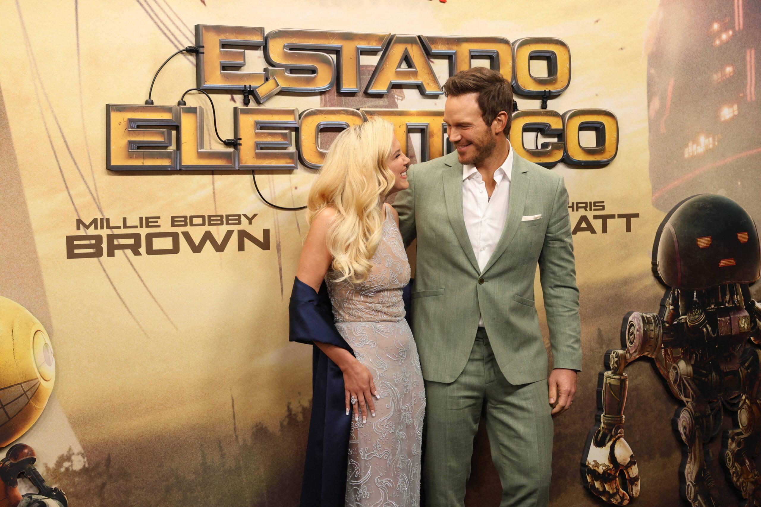 Millie Bobby Brown and Chris Pratt at European premiere of the film 'Estado Eléctrico'