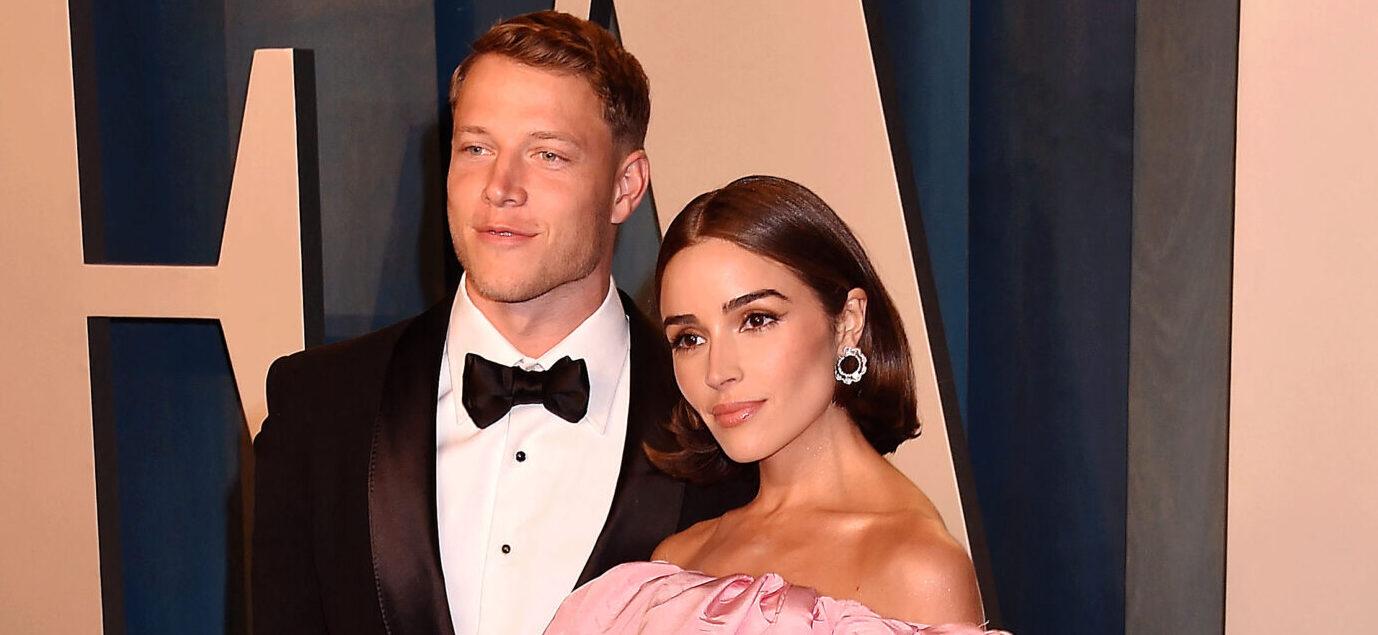 Christian McCaffrey and Olivia Culpo at the 2022 Vanity Fair Oscar Party Hosted By Radhika Jones