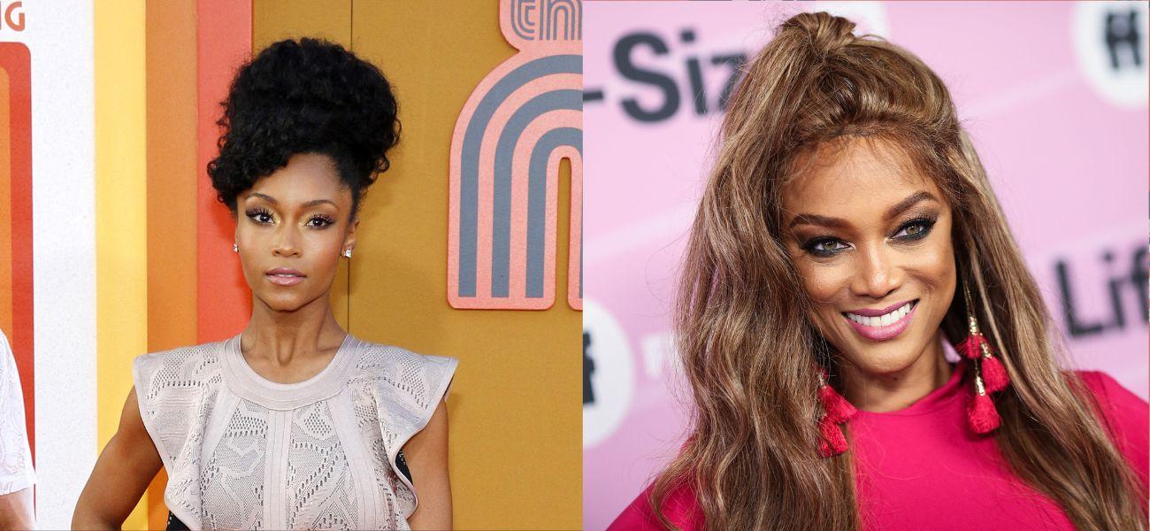 Photo collage of Tyra Banks and Yaya Dacosta.