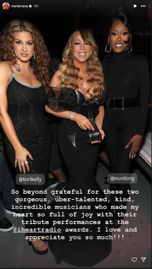 Mariah Carey thanks Muni Long and Tori Kelly