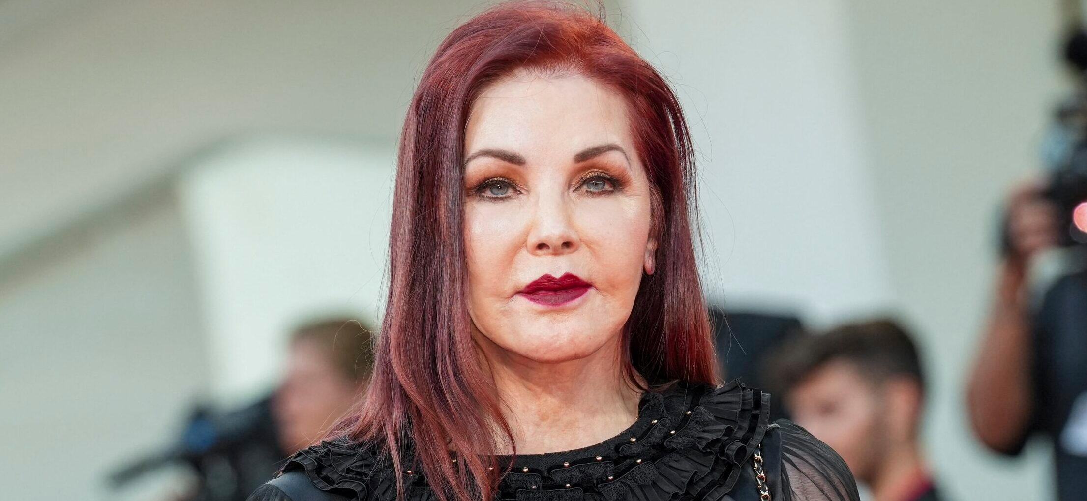 Priscilla Presley attends "Priscilla" red carpet at the 80th Venice International Film Festival