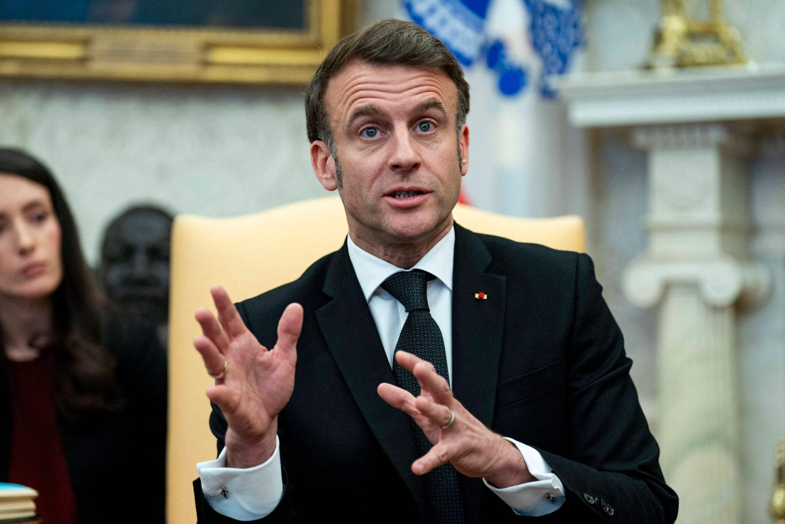 Trump Greets President Macron of France at the White House in Washington, DC