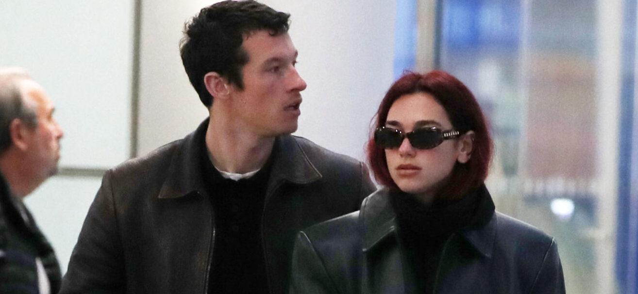 Dua Lipa and Callum Turner arriving back in the UK from Paris.
