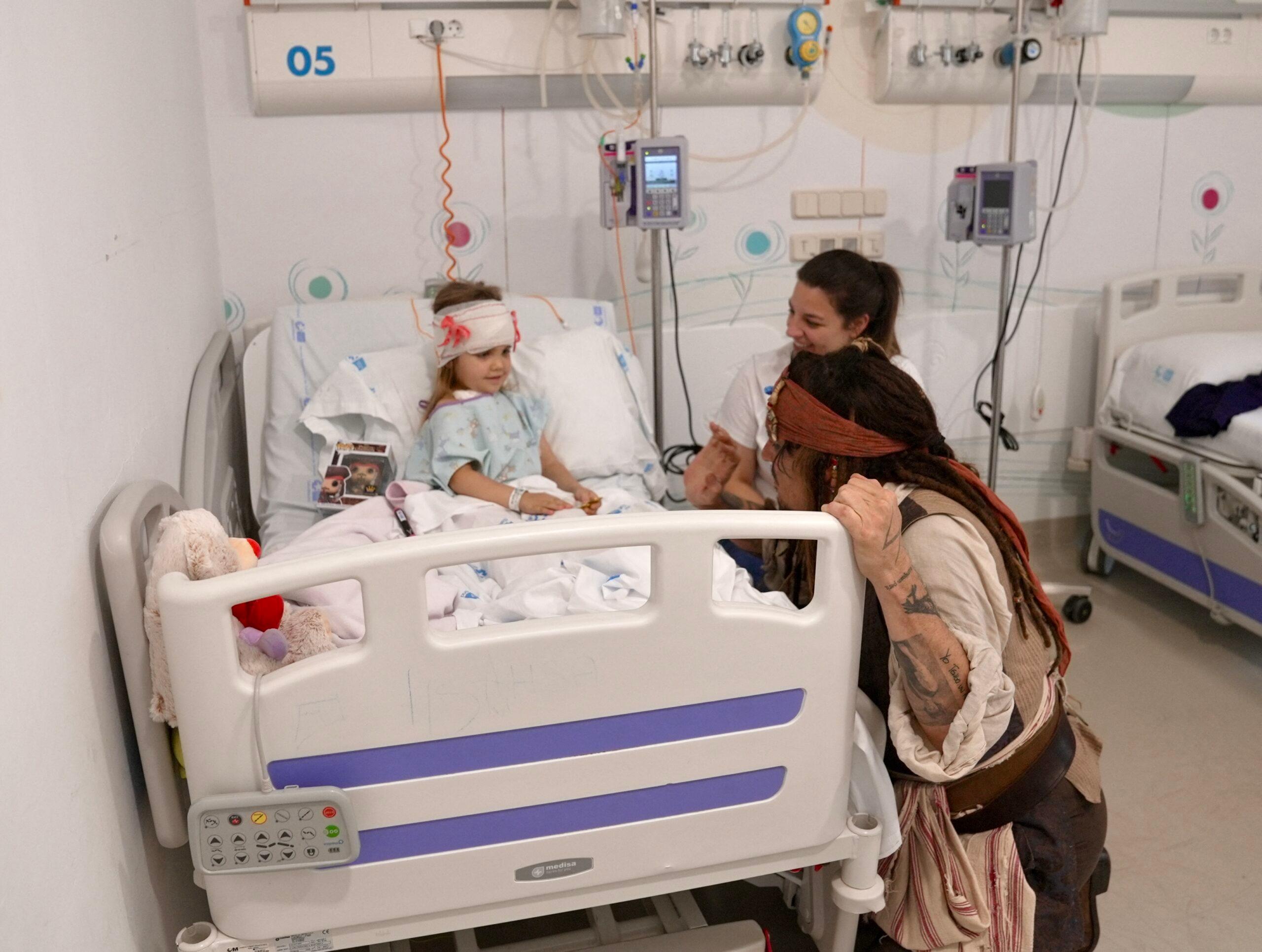 Actor Johnny Depp visits patients at the Niño Jesús public children's hospital