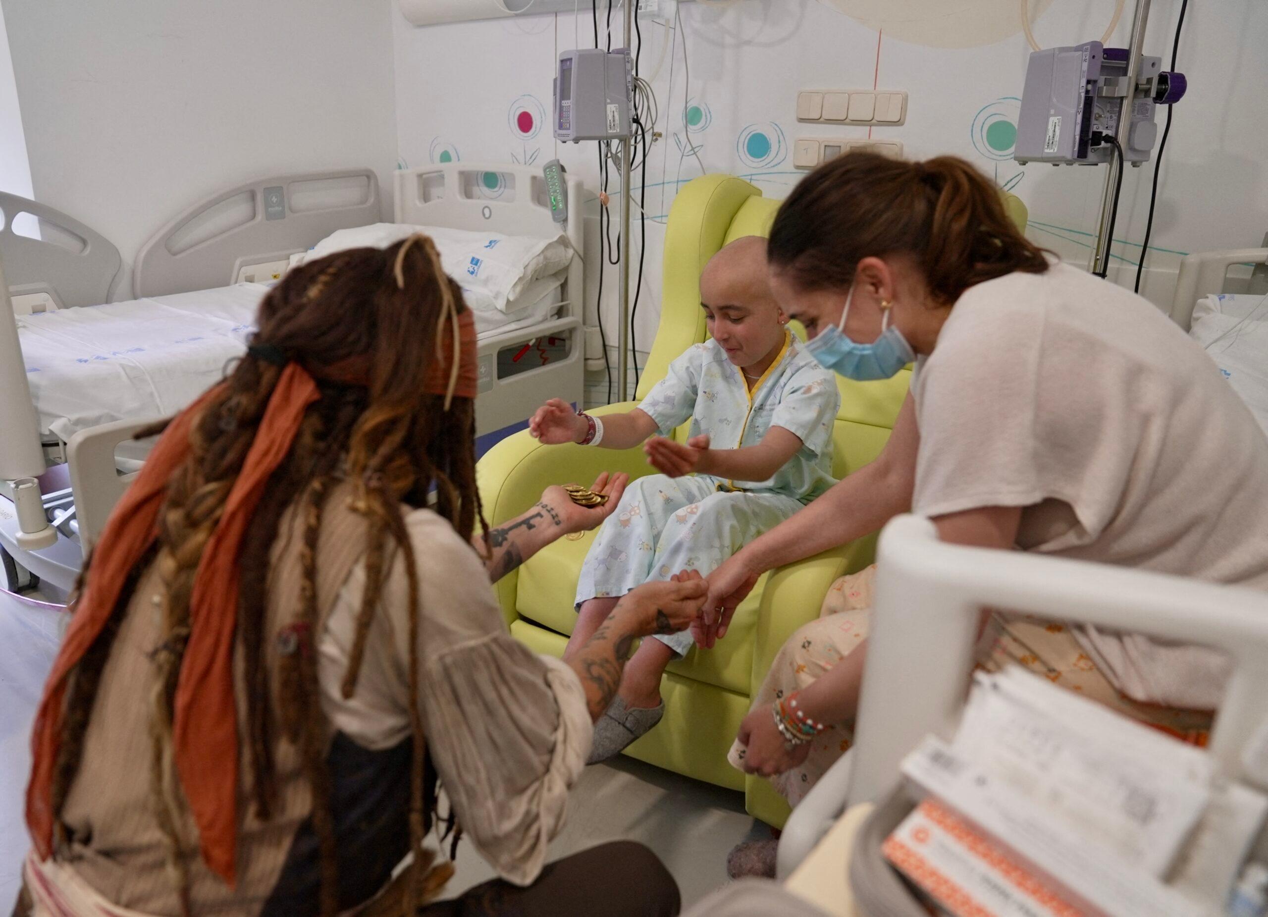 Actor Johnny Depp visits patients at the Niño Jesús public children's hospital