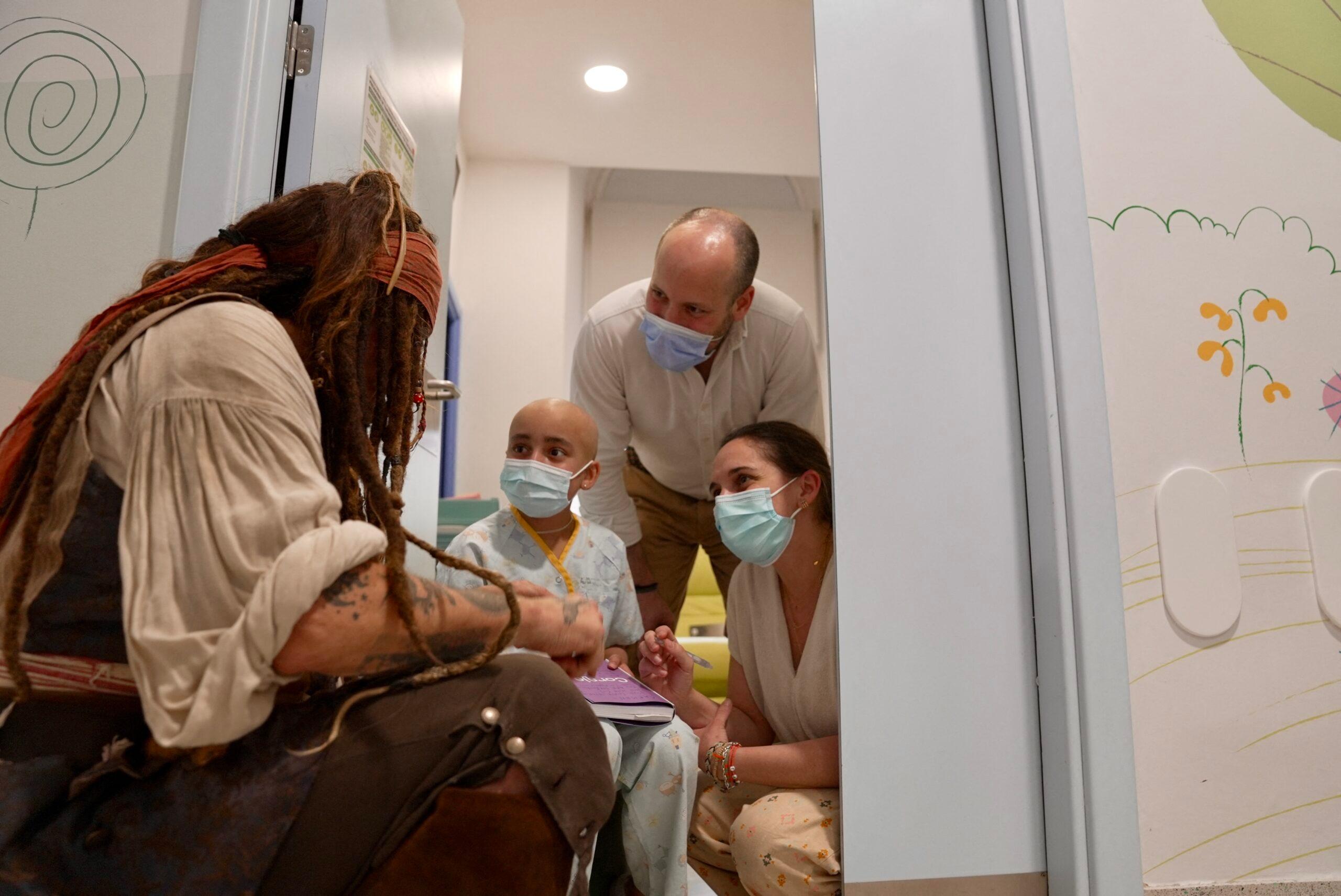 Actor Johnny Depp visits patients at the Niño Jesús public children's hospital