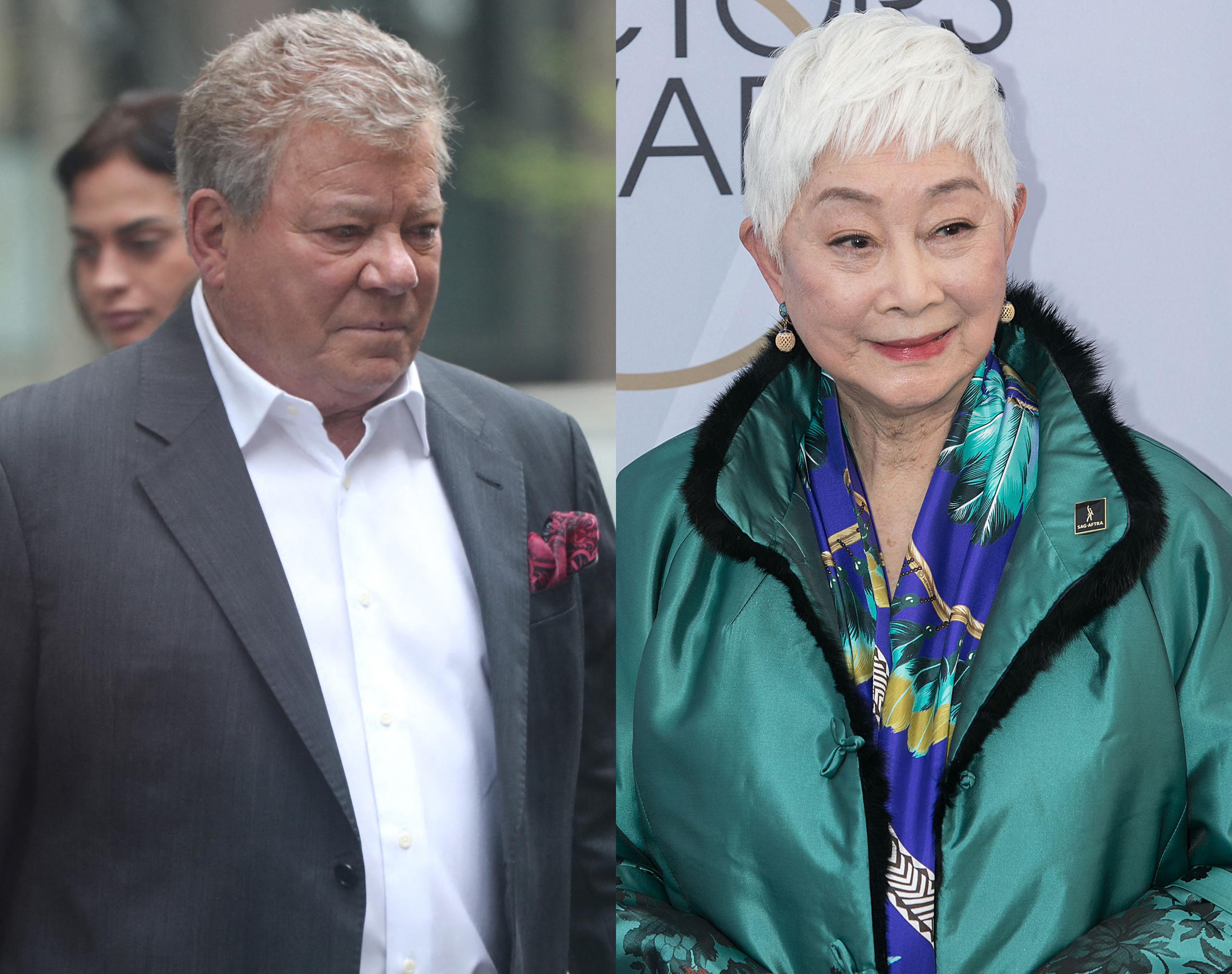 A photo collage of William Shatner and Lisa Lu