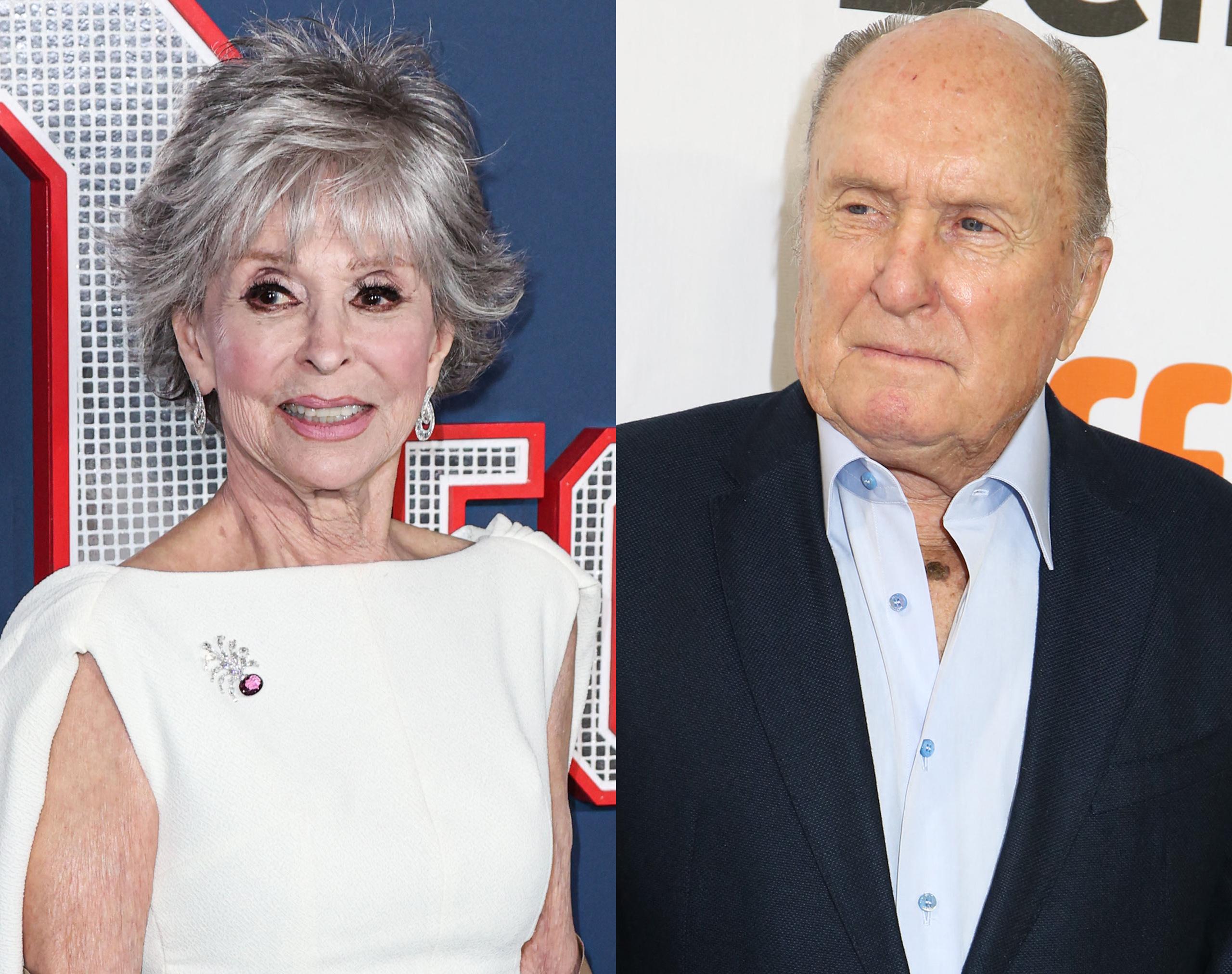 A photo collage of Rita Moreno and Robert Duvall
