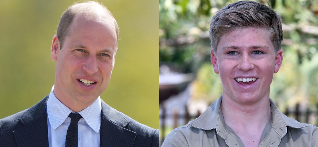 A photo collage of Prince William and Robert Irwin