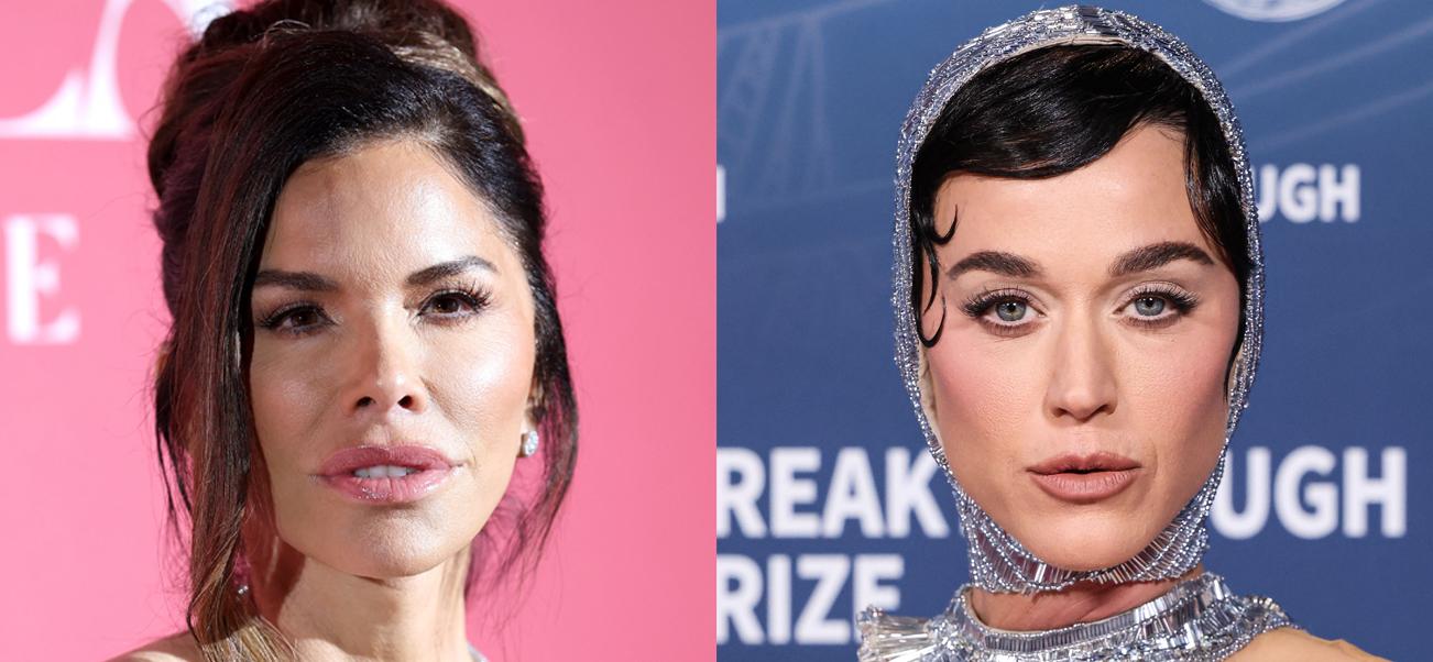 A photo collage of Lauren Sanchez and Katy Perry