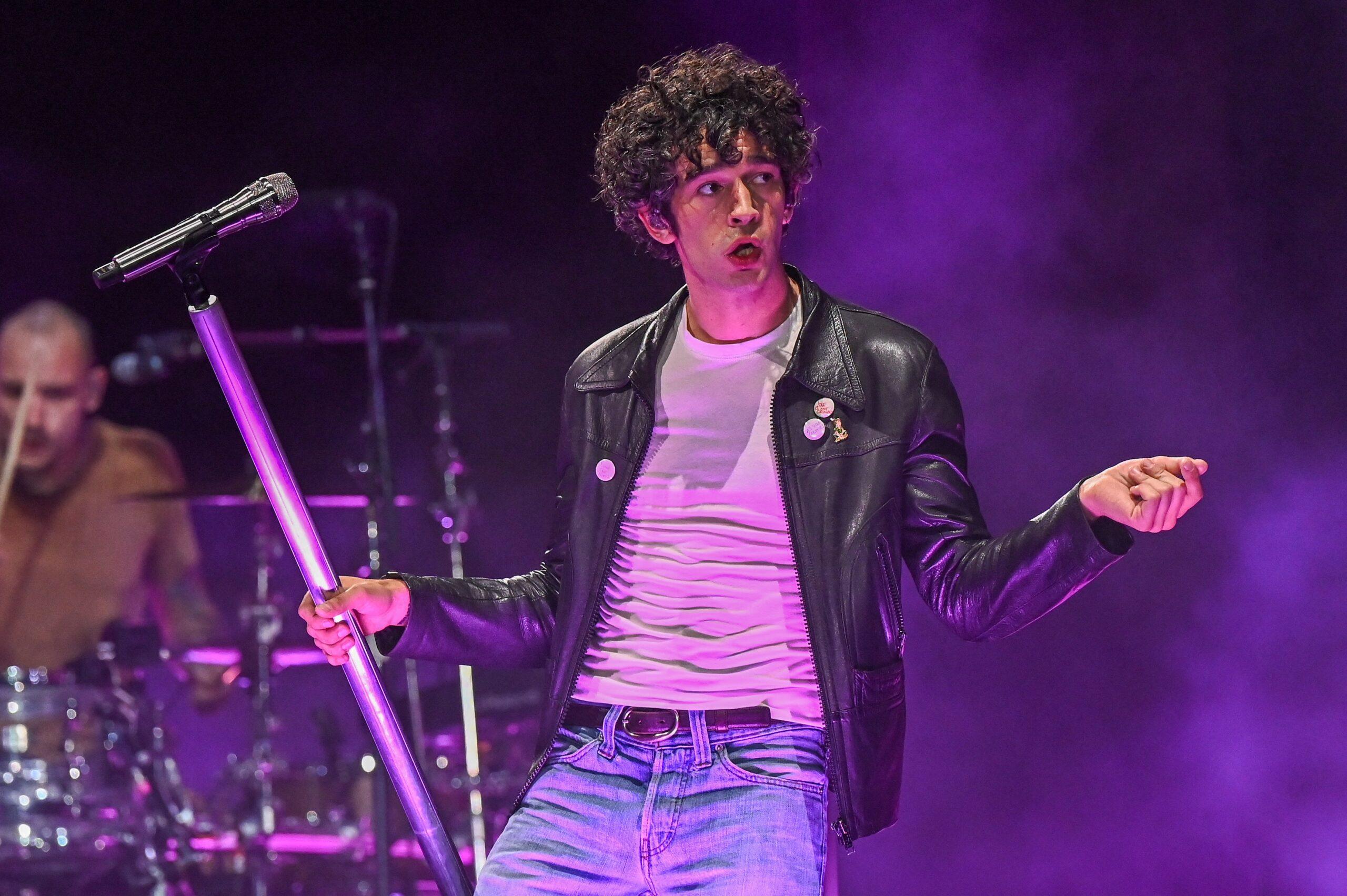 Matty Healy of The 1975 performs on the Pyramid Stage