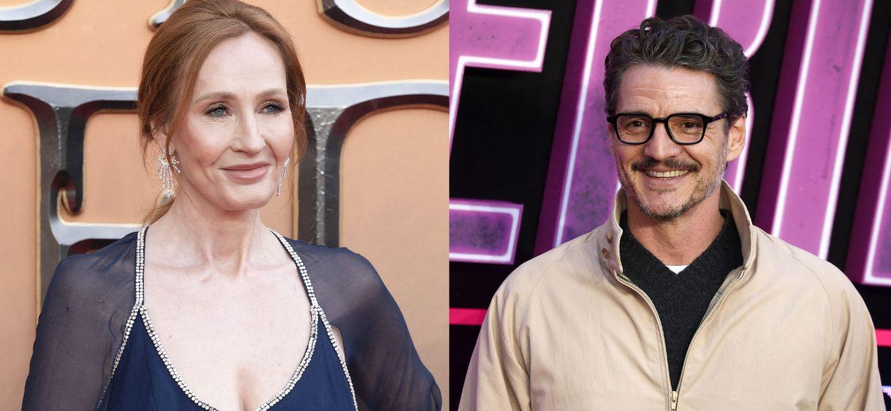 JK Rowling (left) Pedro Pascal (right)
