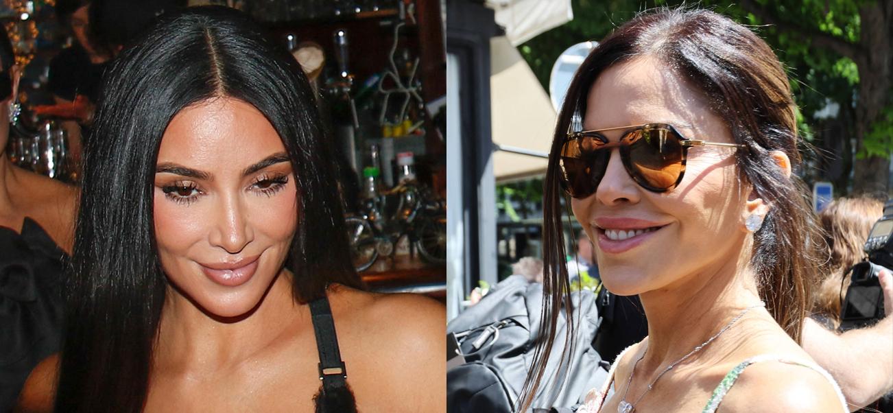 A photo collage of Kim Kardashian and Lauren Sanchez