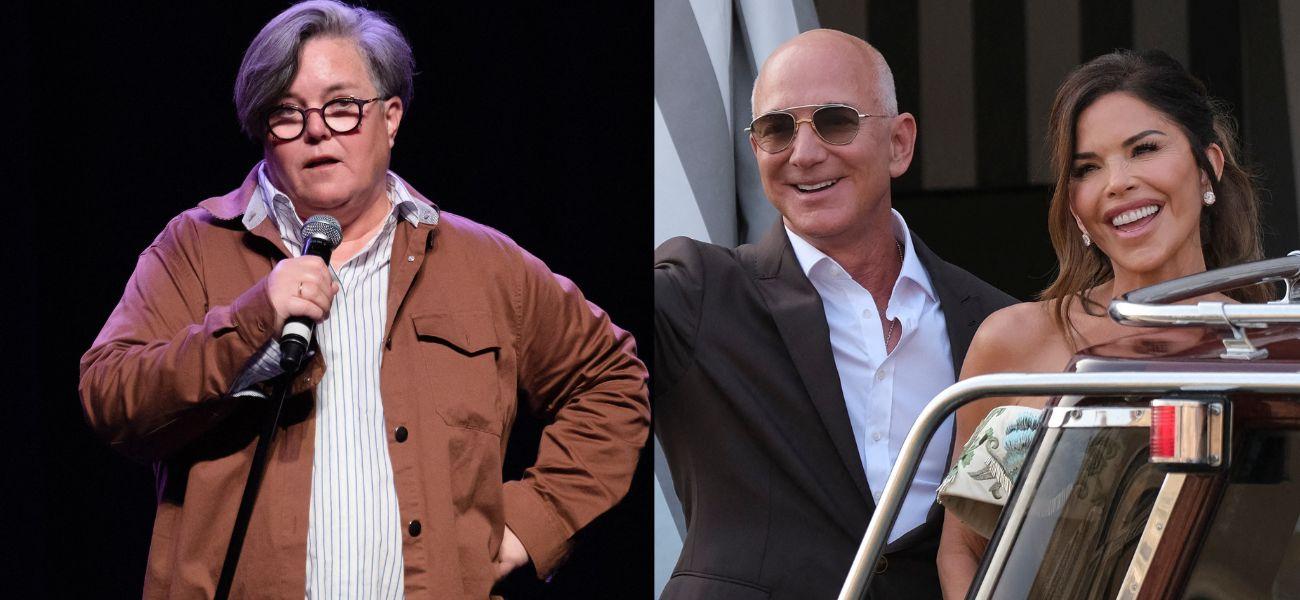 Rosie O'Donnell (left) Jeff Bezos and Lauren Sanchez (right)