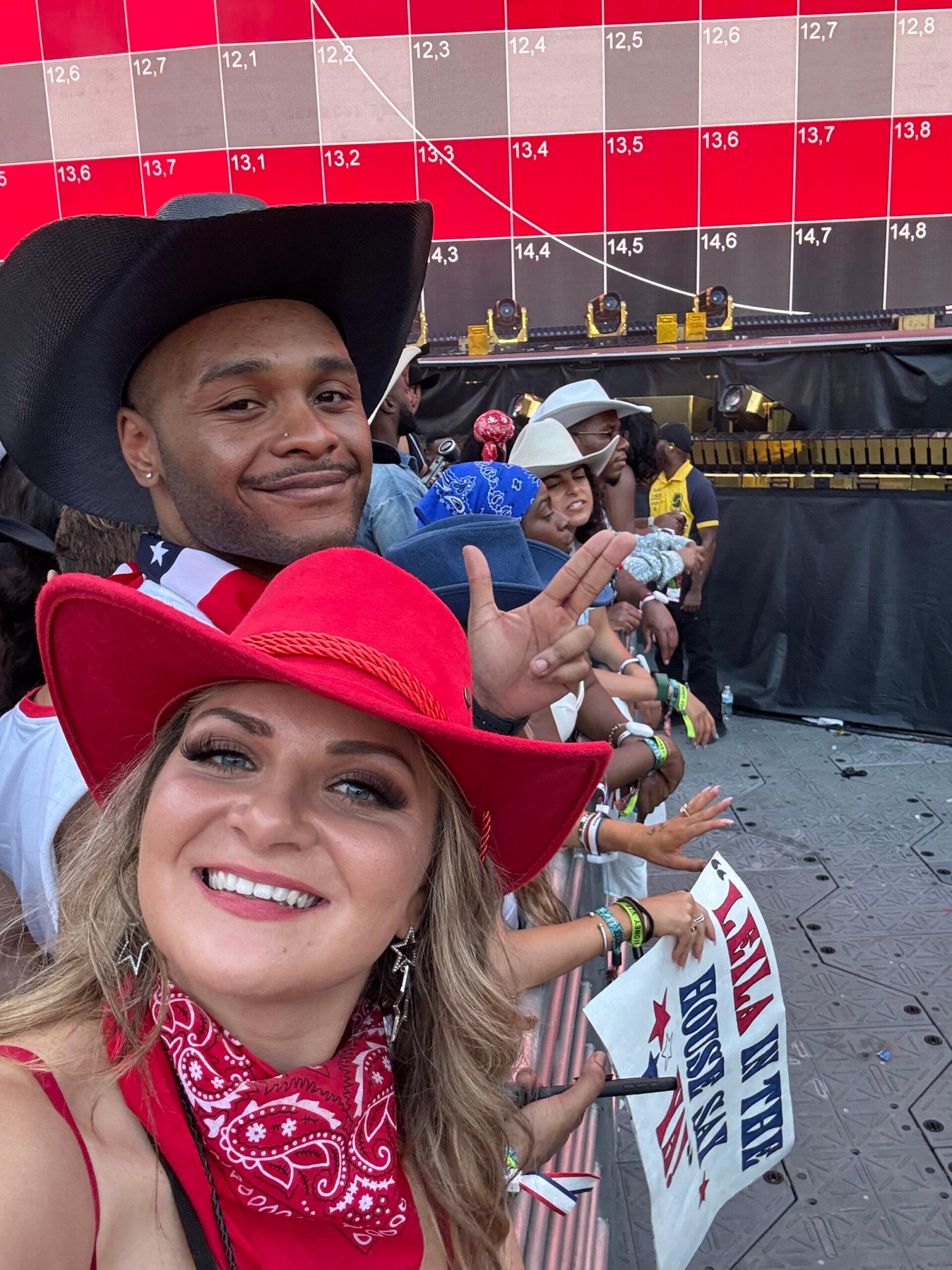 Jacquez Printup and Caty Payette during Beyoncé's "Cowboy Carter" tour.
