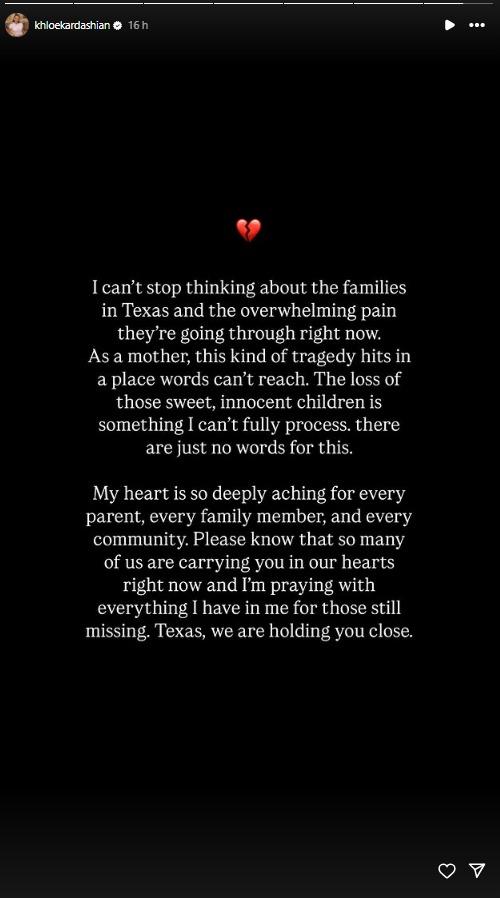Khloe Kardashian Texas floods post