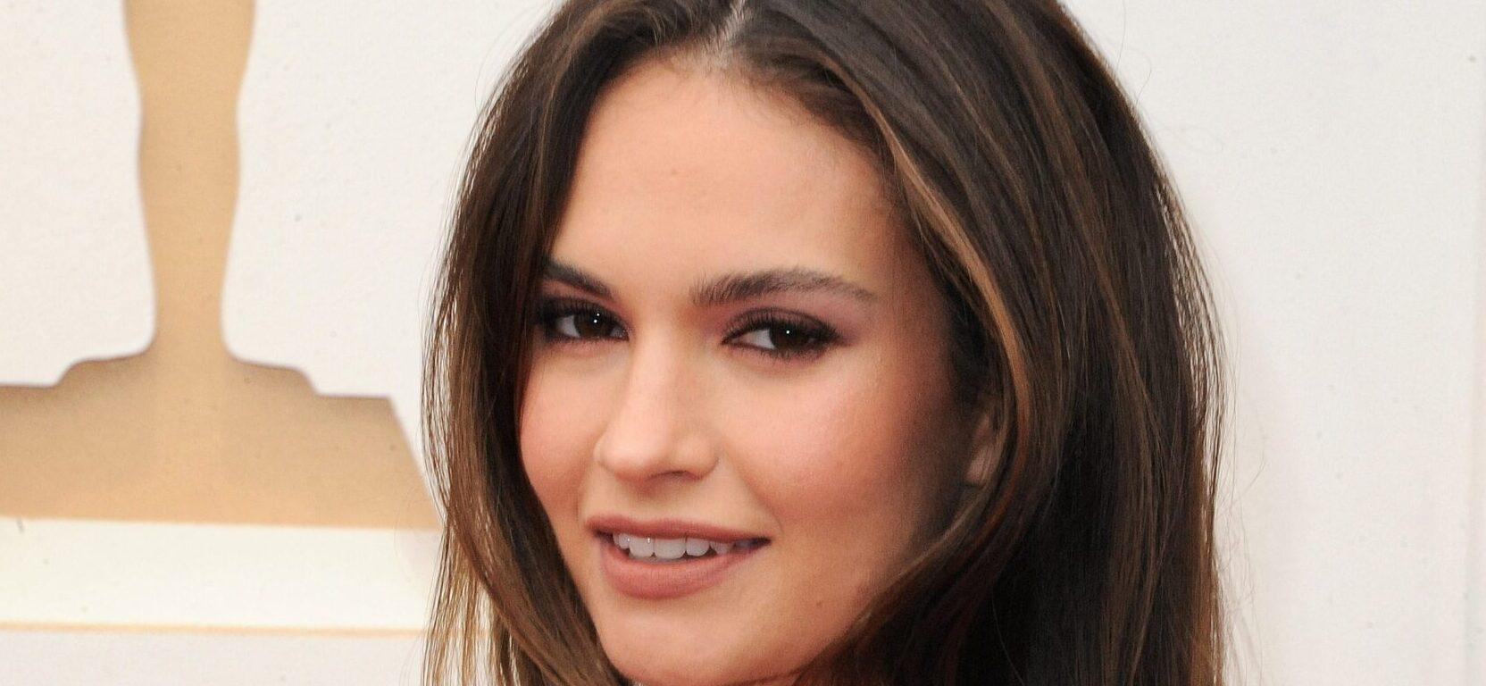 94th Annual Academy Awards held at the Dolby Theatre in Los Angeles. 27 Mar 2022 Pictured: Lily James. Photo credit: Lumeimages / MEGA TheMegaAgency.com sales@mega.global (Mega Agency TagID: MEGA1261646_004.jpg) [Photo via Mega Agency]