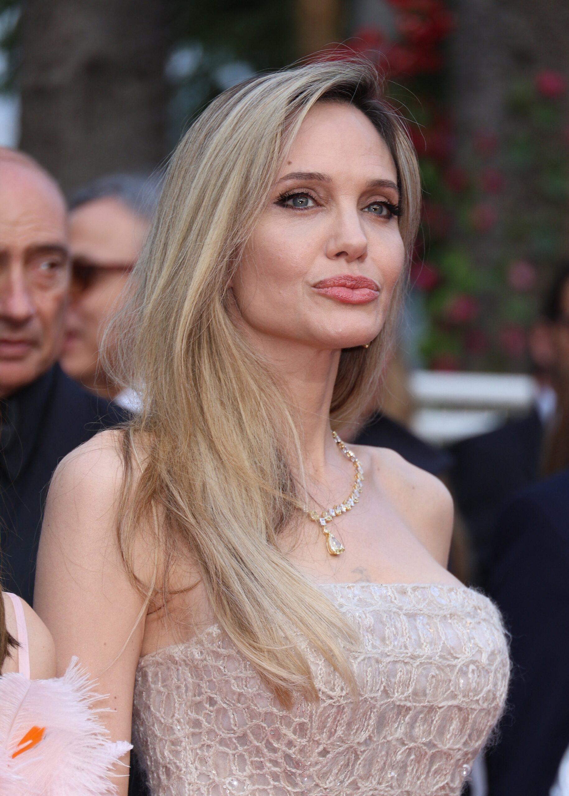 Angelina Jolie attends the ''Eddington'' red carpet at the 78th annual Cannes Film Festival at Palais des Festivals. 