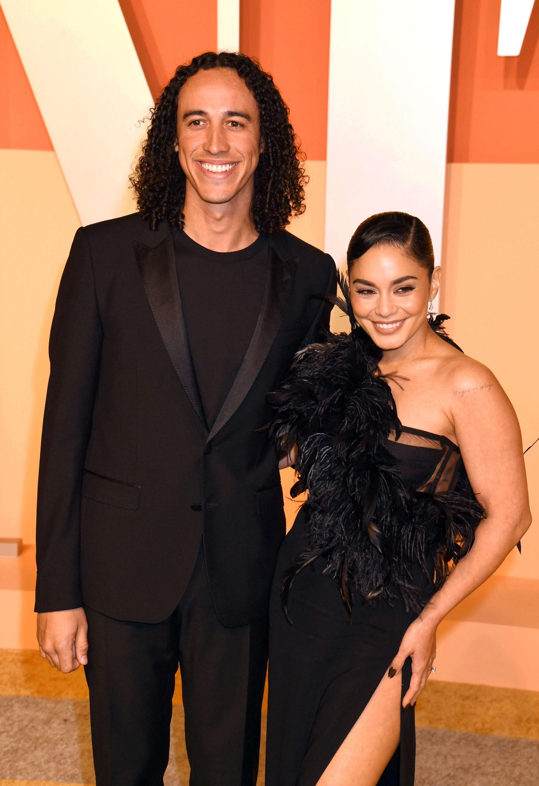 Vanessa Hudgens and Cole Tucker at 2025 Wanity Fair Oscar Party hosted by Radhika Jones