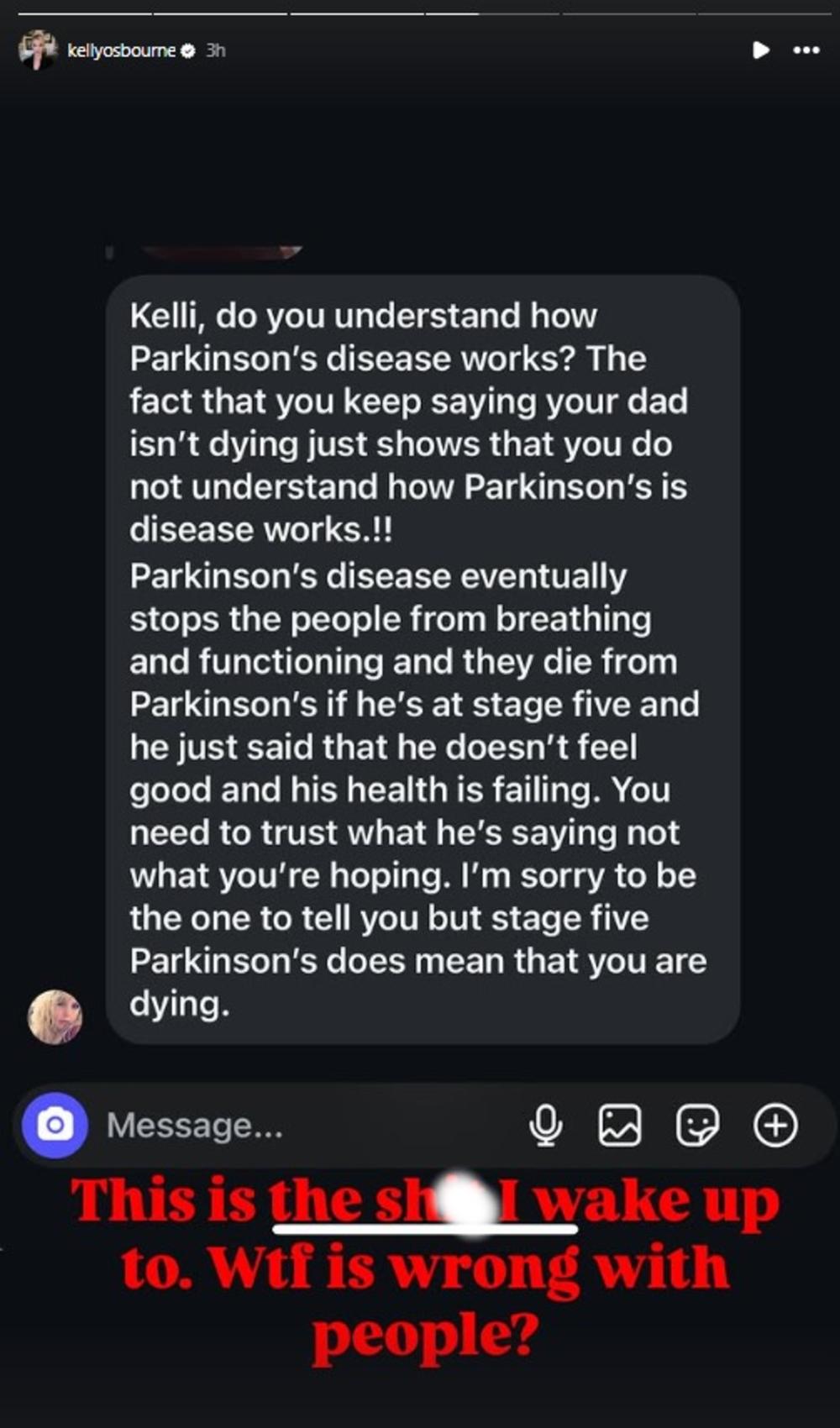 Fan's message to Kelly Osbourne