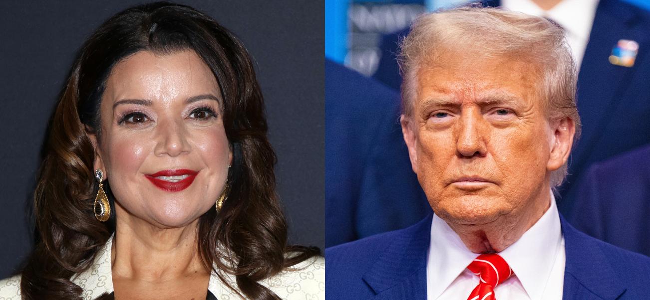 A photo collage of Ana Navarro and Donald Trump