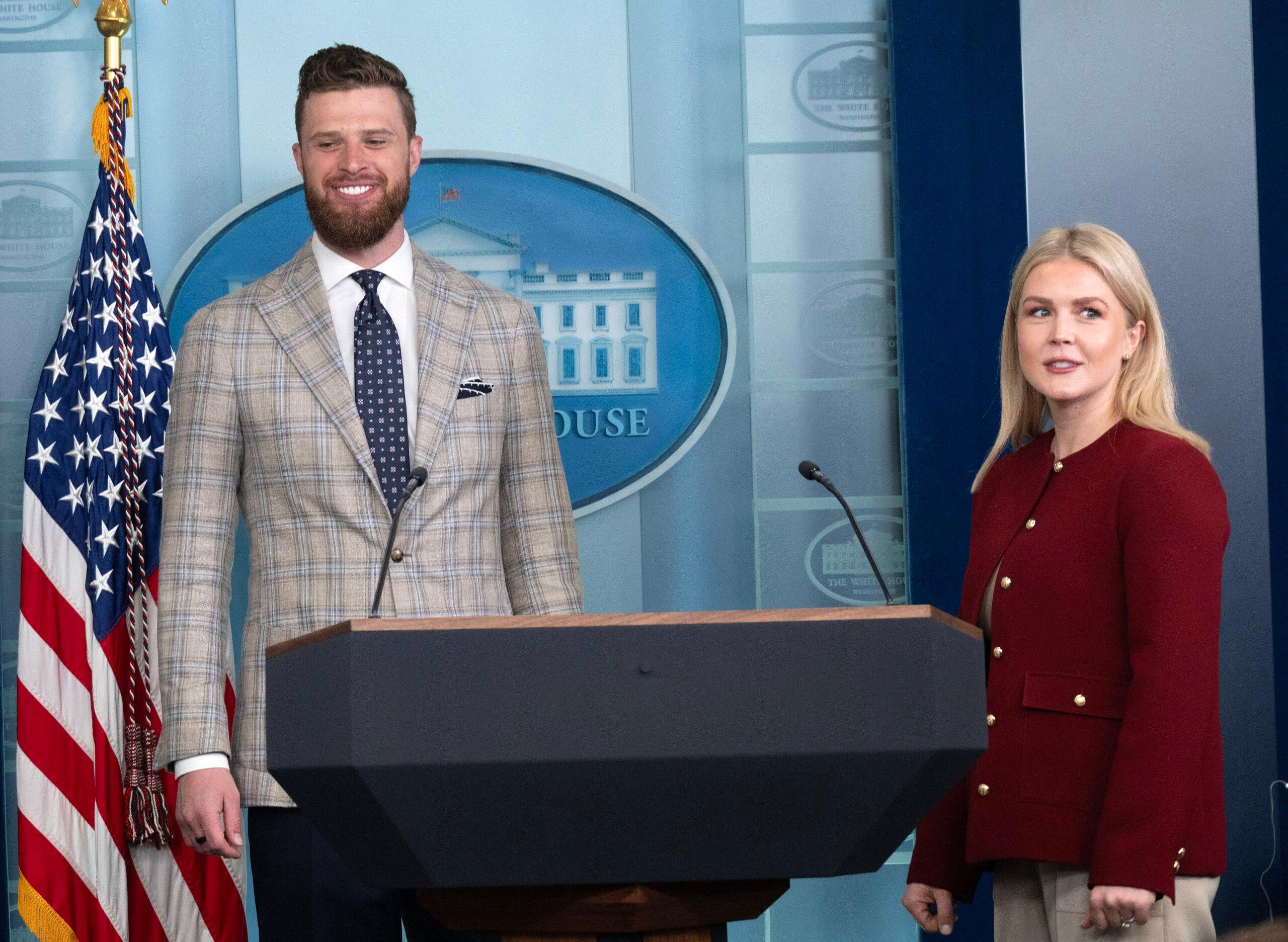 Harrison Butker in grey suit