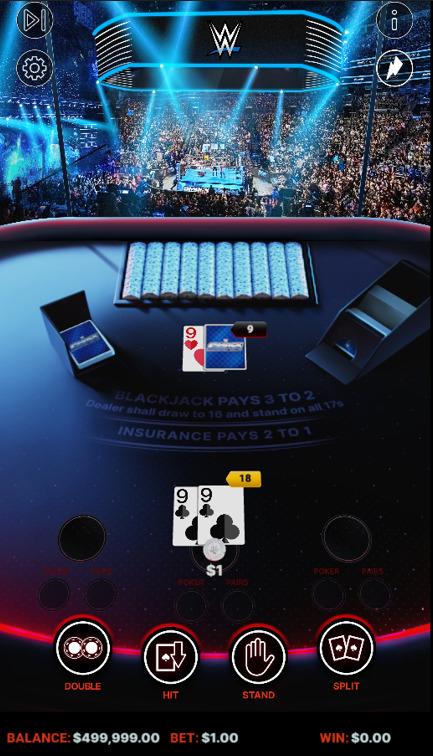 Screenshot of WWE-themed online casino game with Fanatics Sportsbook.