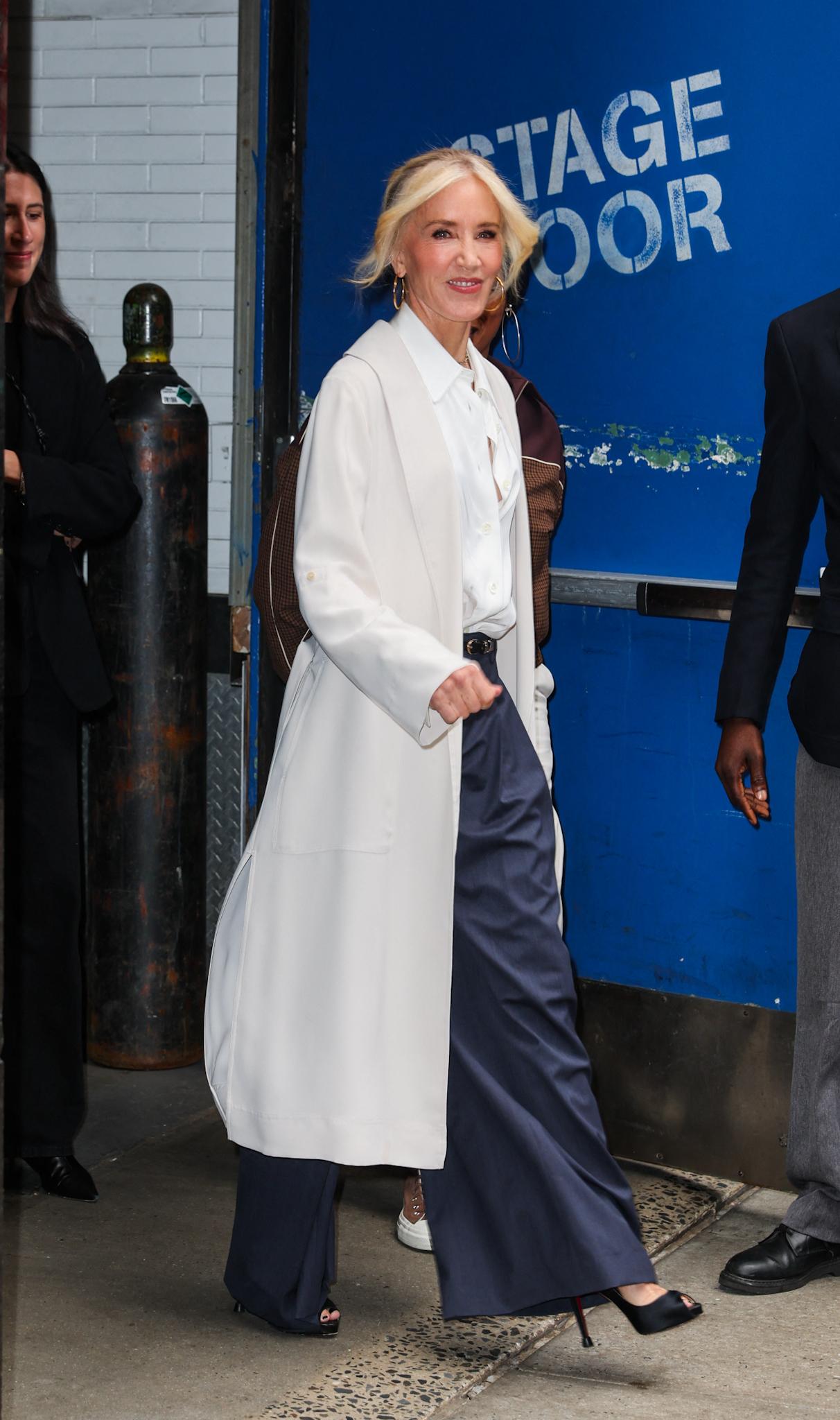Felicity Huffman is seen leaving Good Morning America this morning in New York City