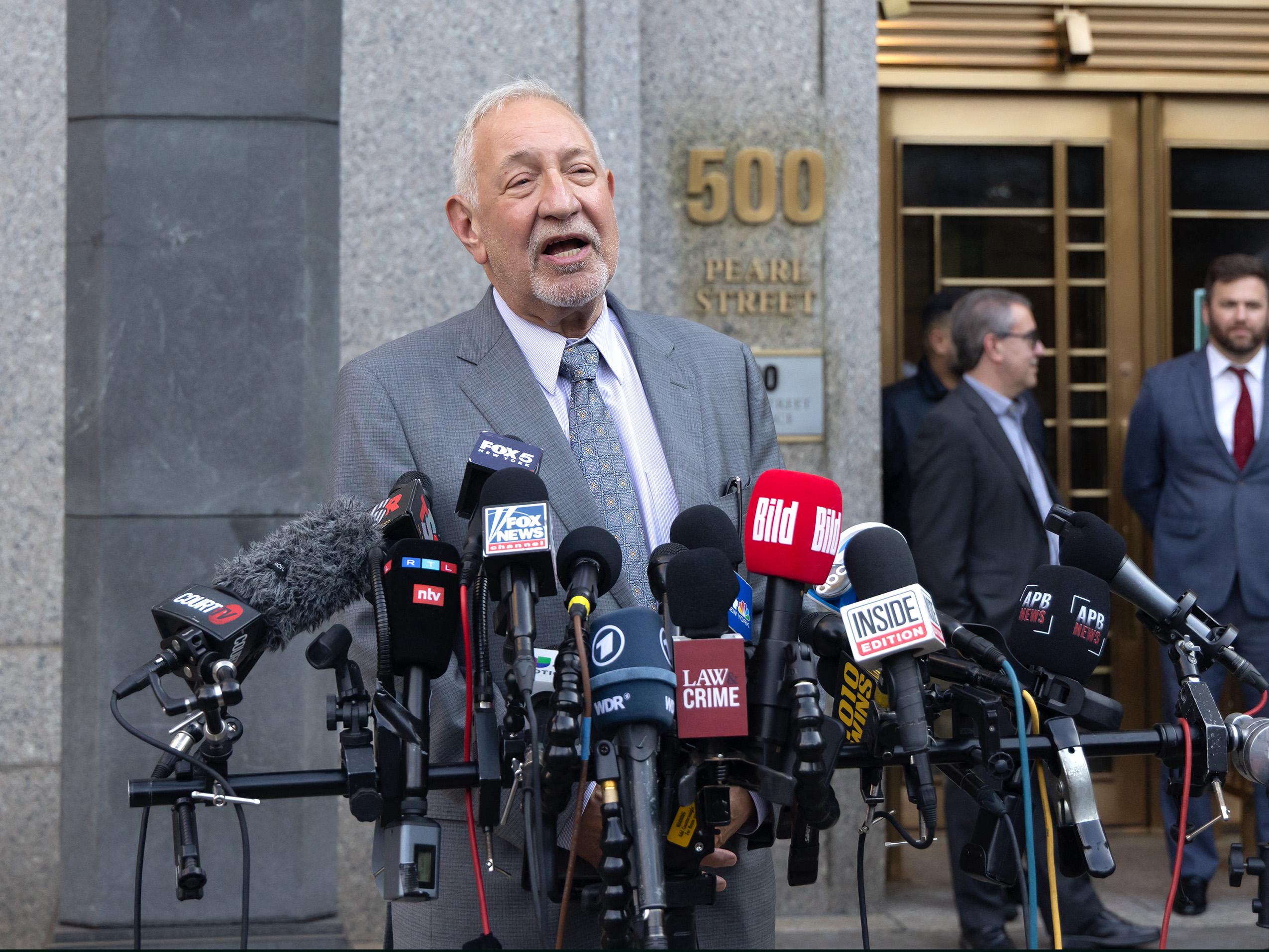 Mark Geragos outside Manhattan Federal Court