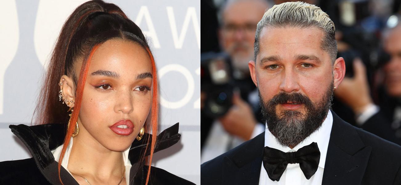 A photo collage of FKA Twigs and Shia LaBeouf