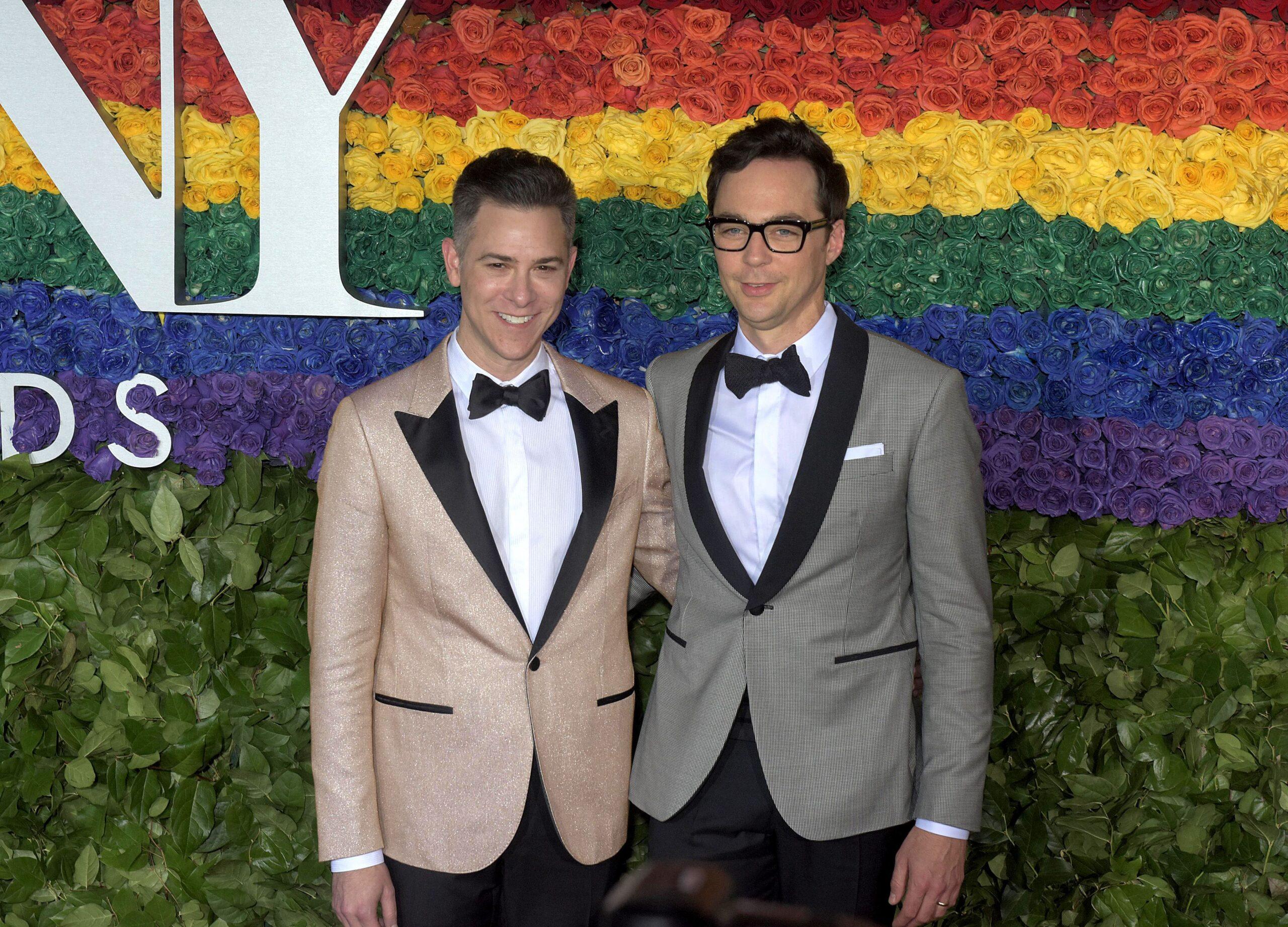 Jim Parsons and her husband Todd Spiewak.
