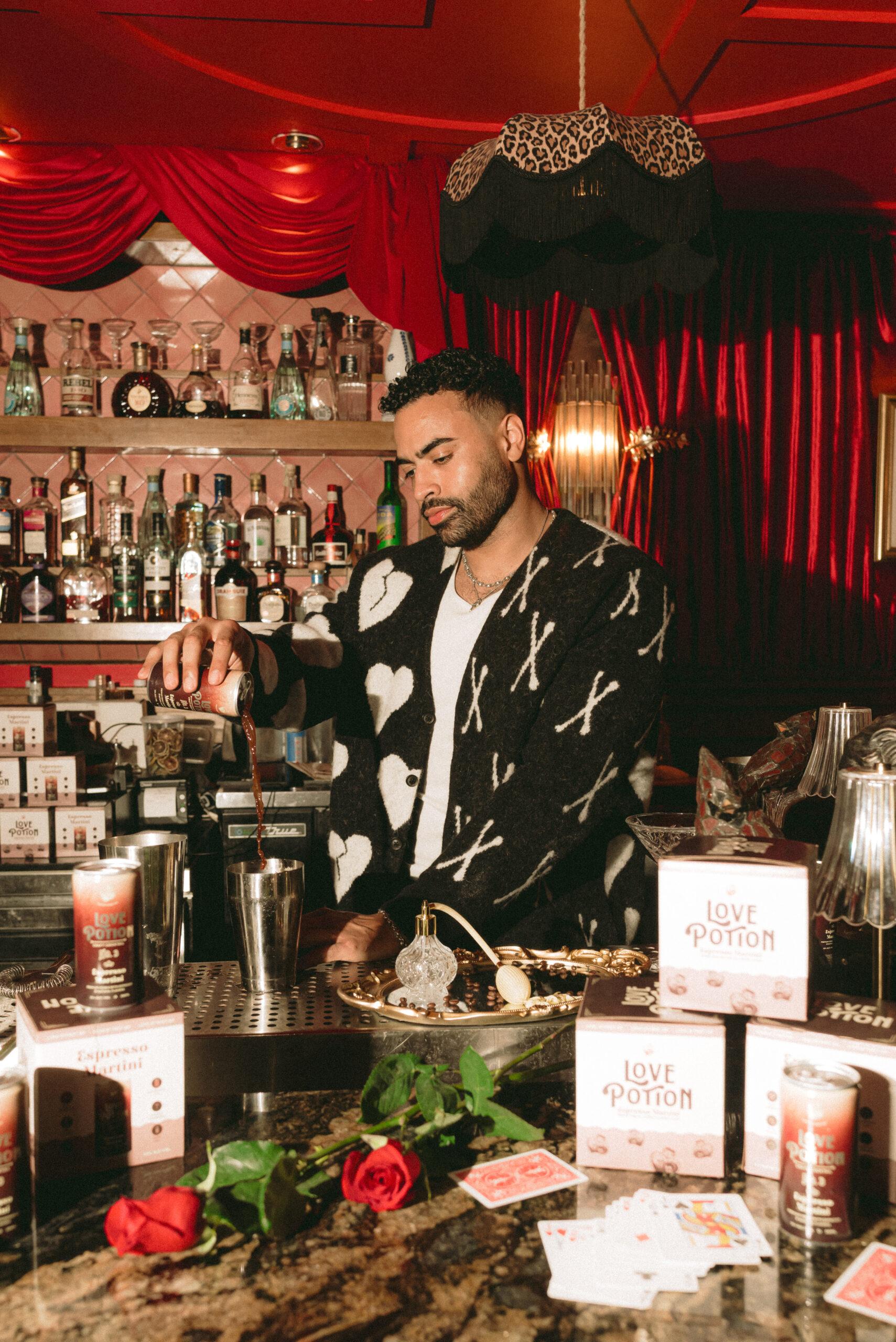 Justin Glaze making espresso martini