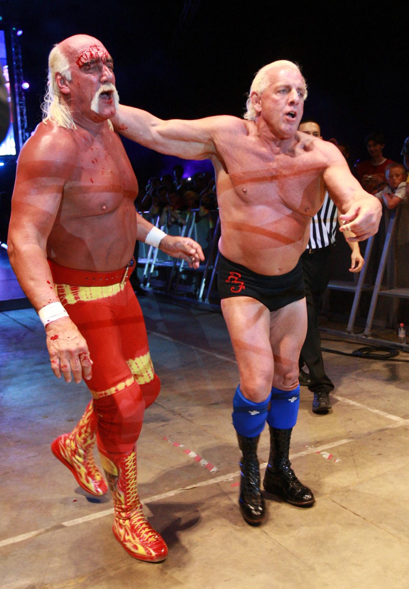 Hulk Hogan and Ric Flair wrestling in Perth