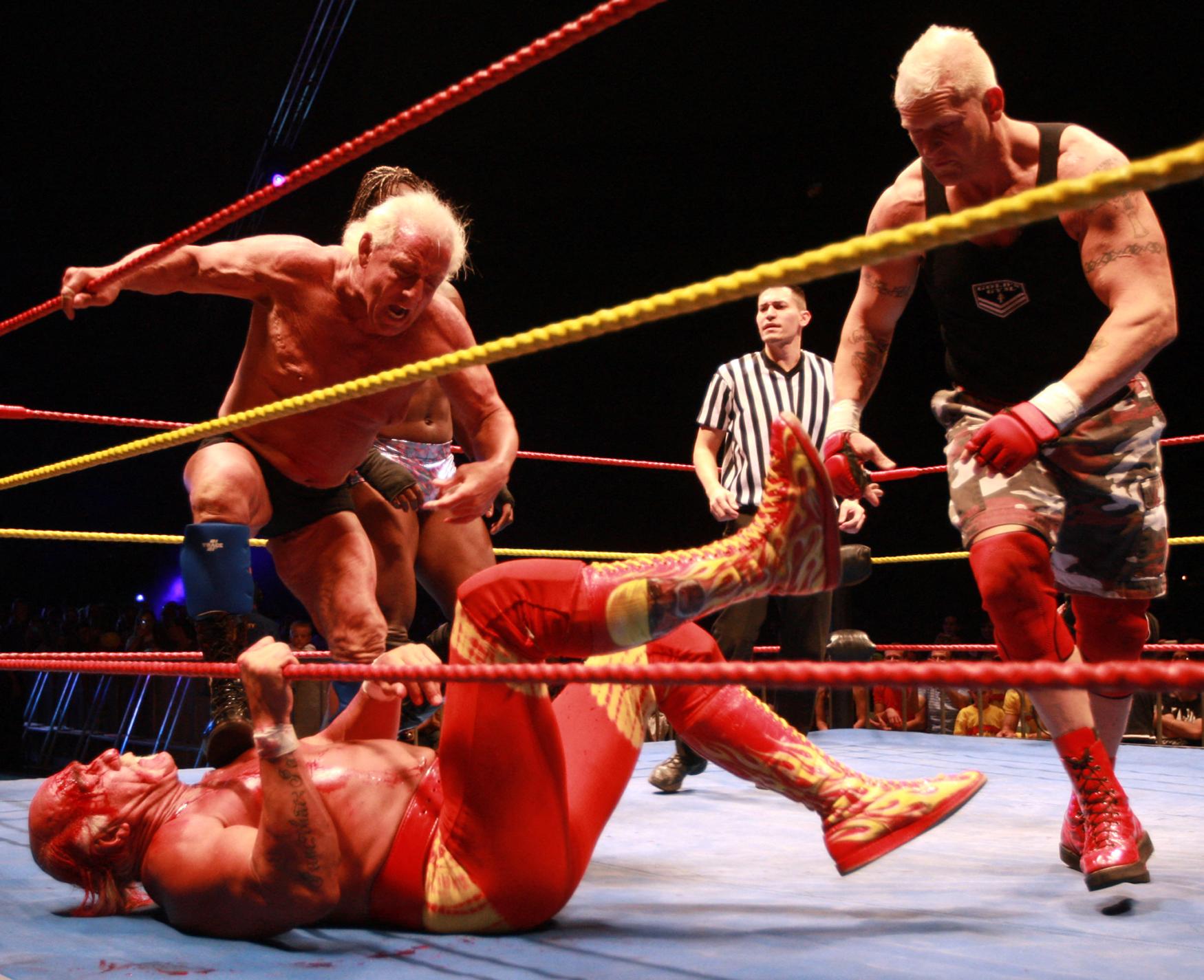 Hulk Hogan and Ric Flair wrestling in Perth