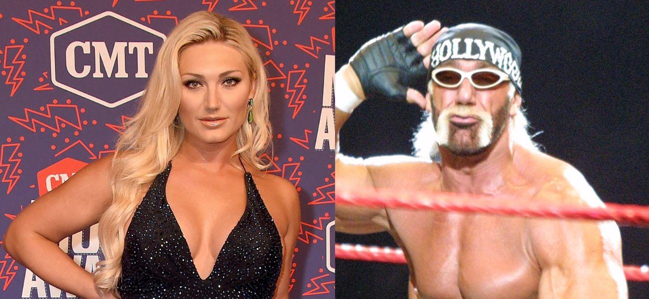 A photo collage of Brooke Hogan and Hulk Hogan