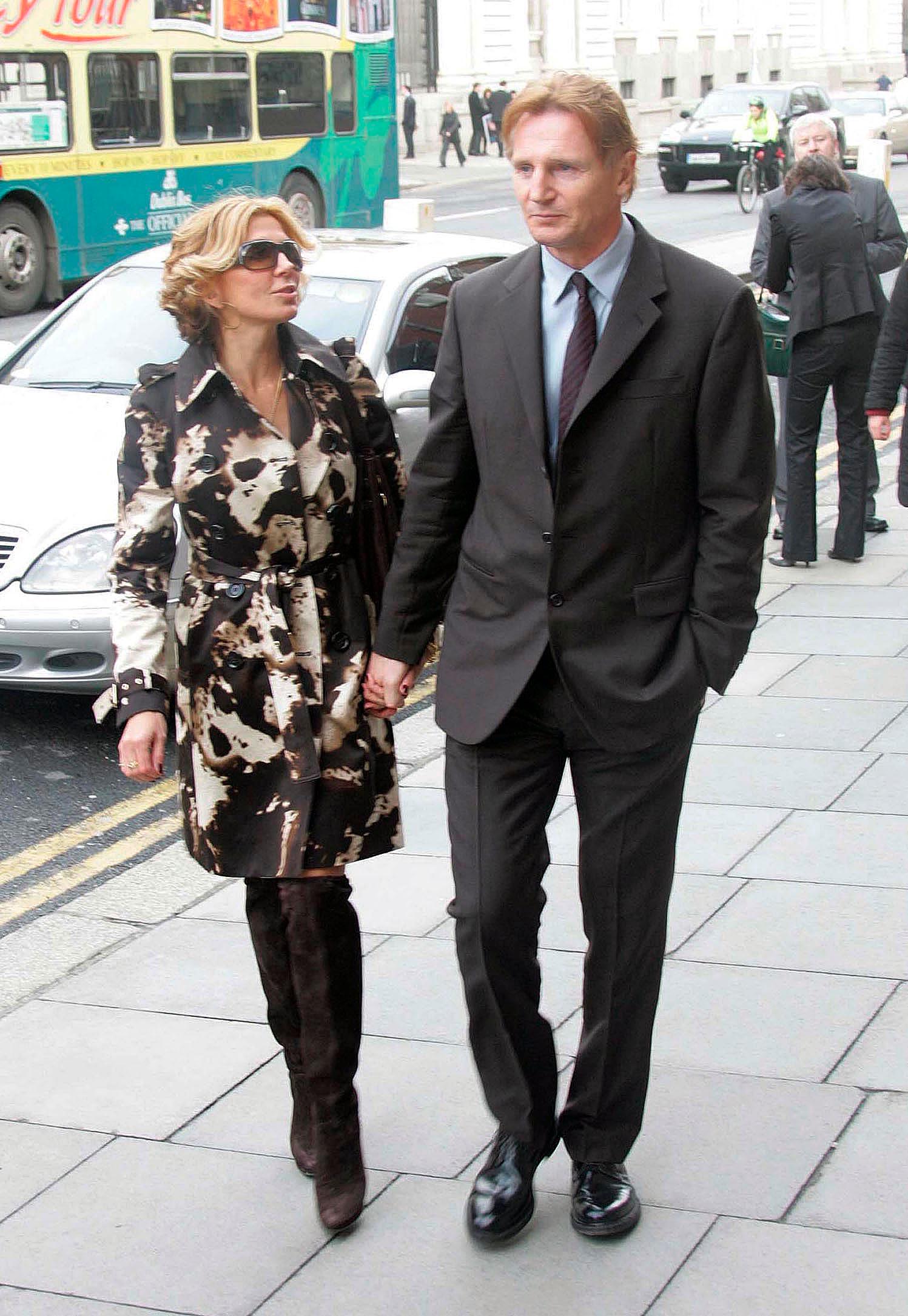 Natasha Richardson and Liam Neeson out and about in Dublin, Ireland