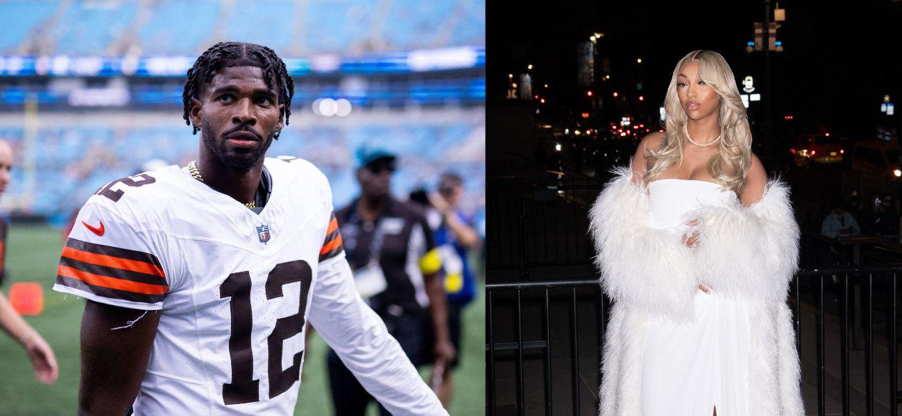 Photo collage of Angel Reese and Shedeur Sanders.