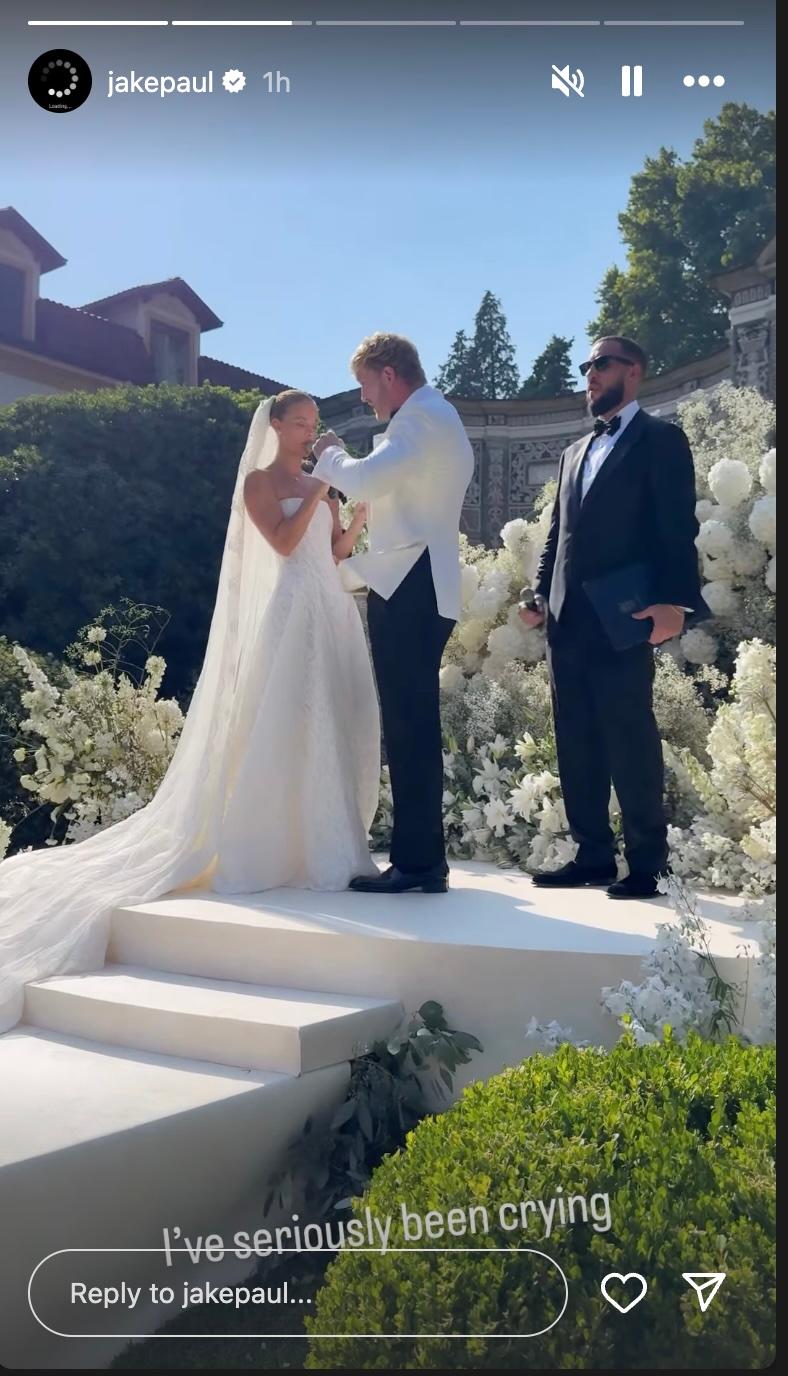 Logan Paul and his wife at the wedding ceremony