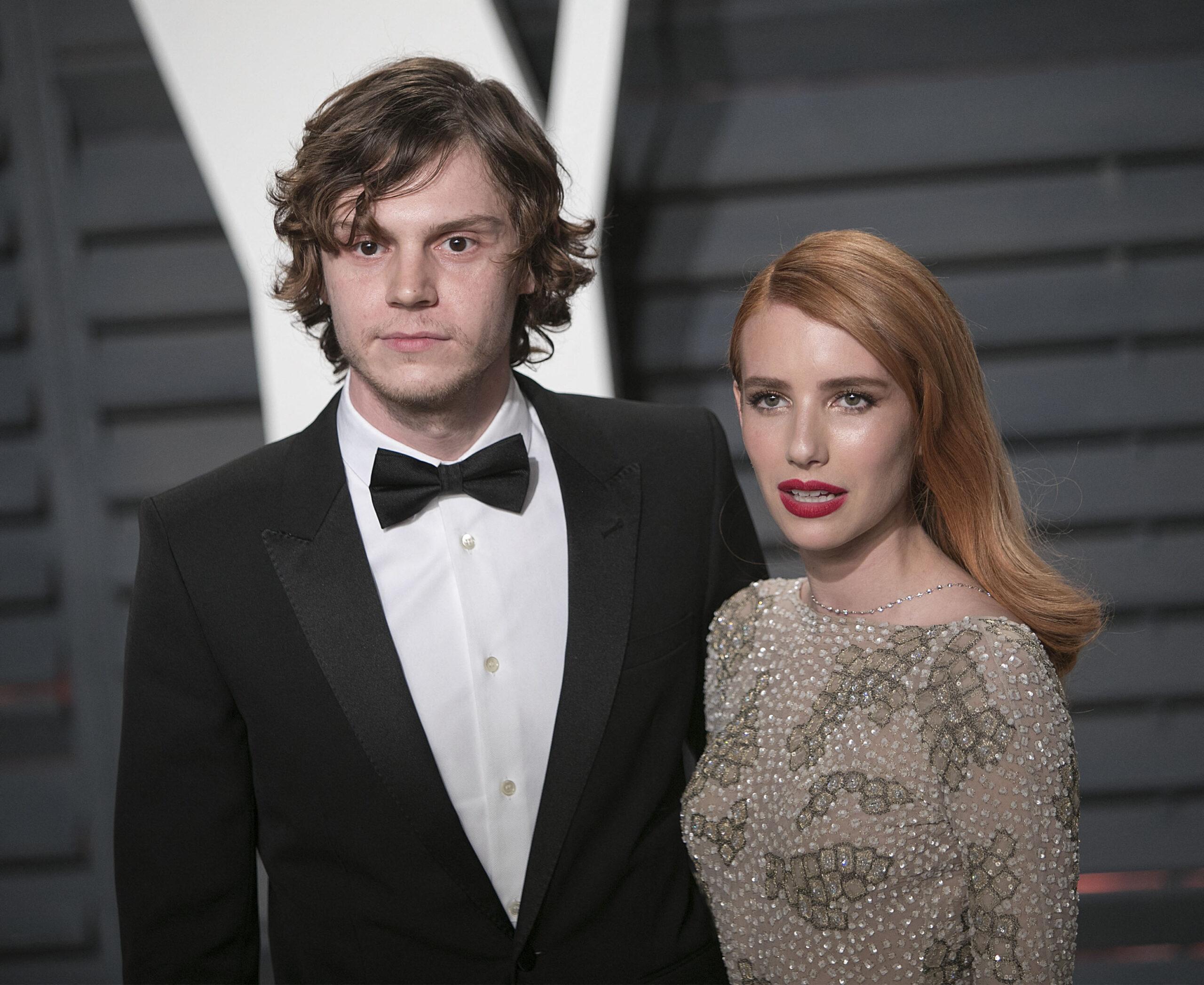 Emma Roberts and Evan Peters at the 2017 Vanity Fair Oscar Party in Beverly Hills
