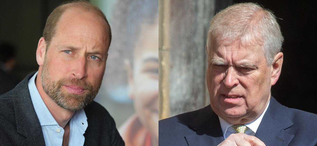 A photo collage of Prince William and Prince Andrew