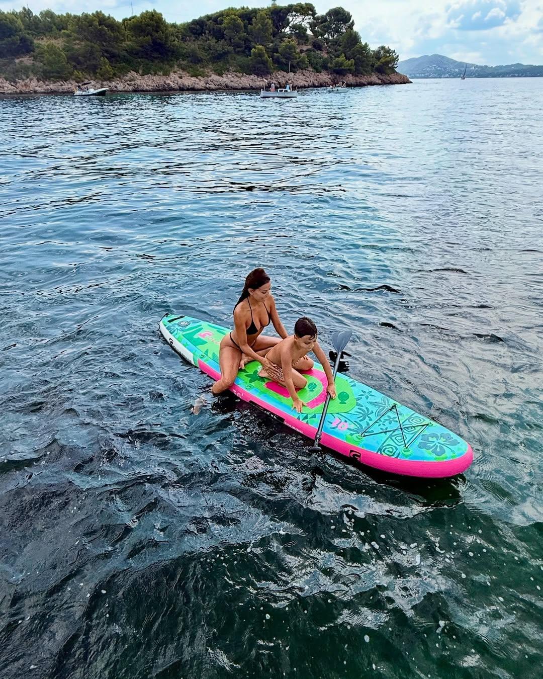 Eva Longoria on a paddle boat