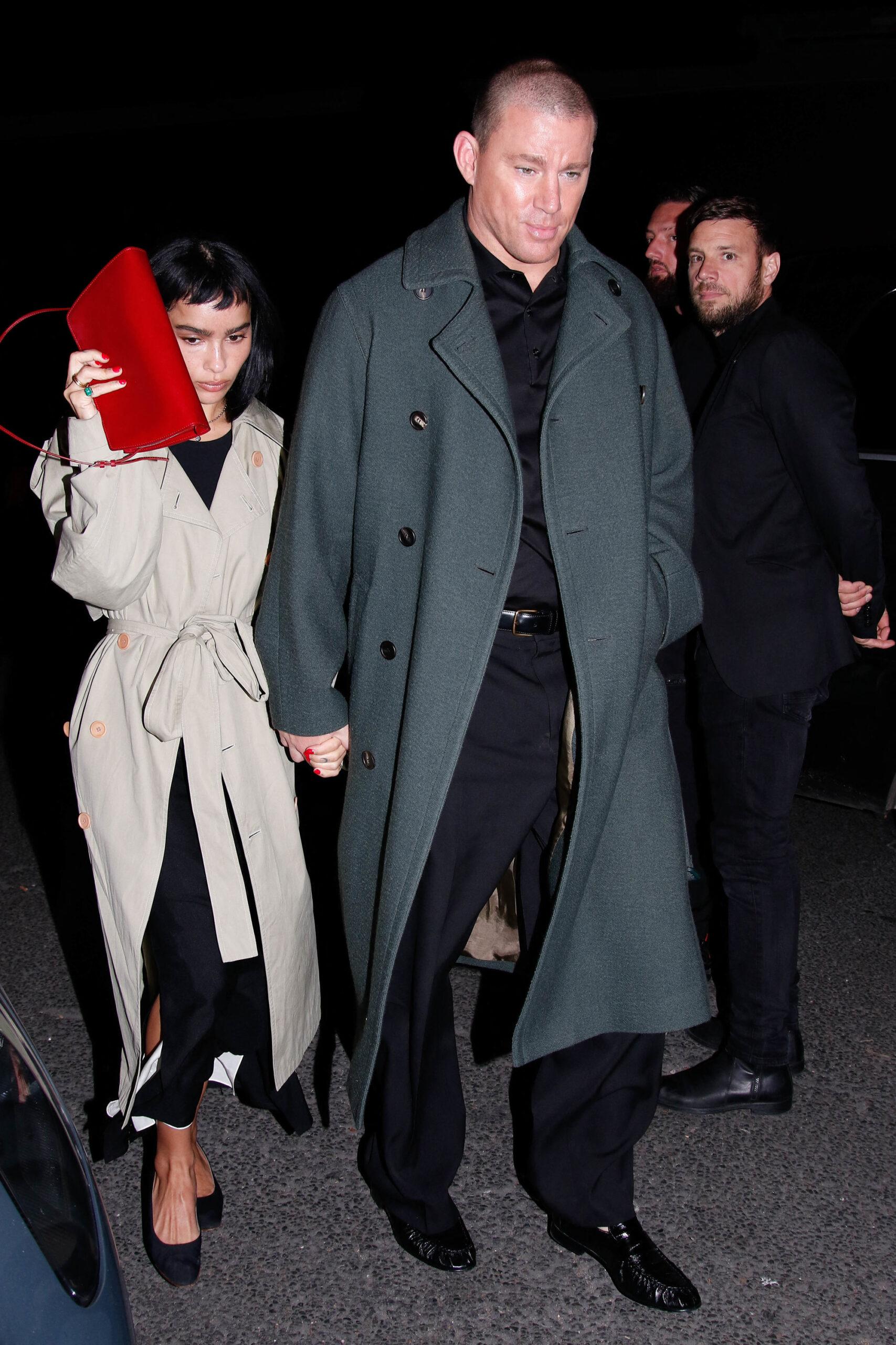 Zoe Kravitz and Channing Tatum arrives at Costes Restaurant during the Paris Fashion Week