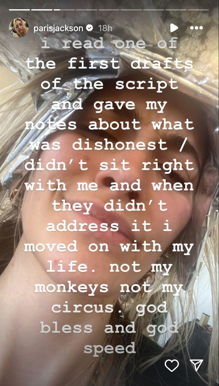 Paris Jackson talks dad's biopic on her Instagram Stories