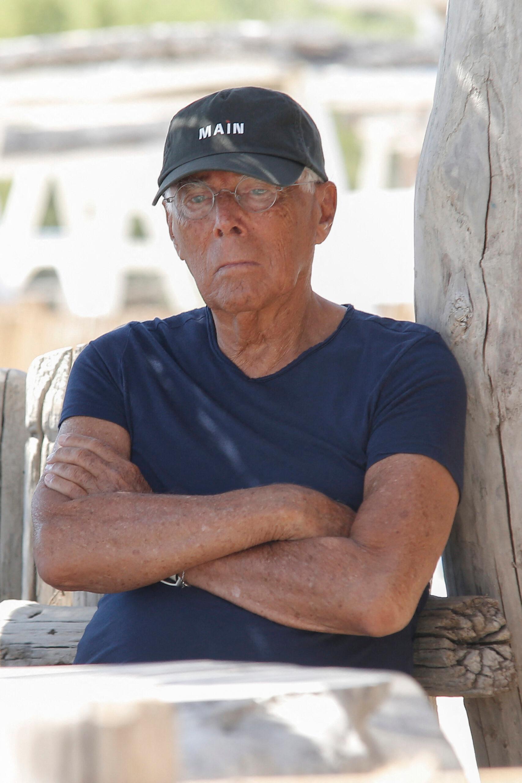 Giorgio Armani enjoying a sunny day at Club 55 in Saint Tropez