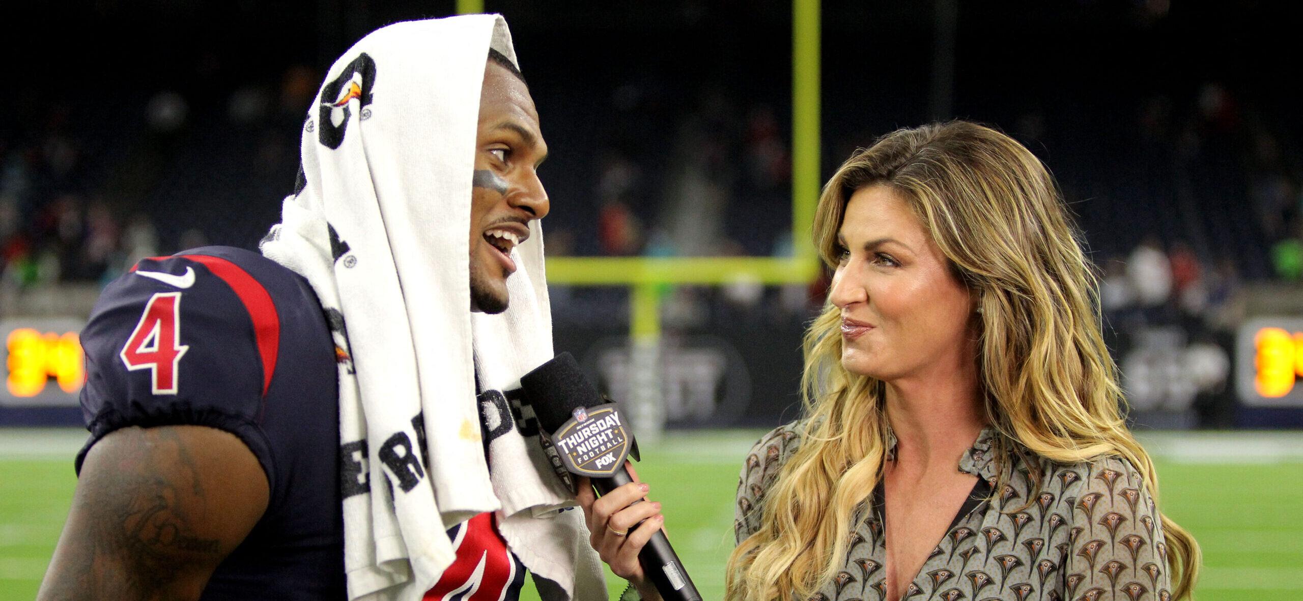 Erin Andrews interviewing on NFL field